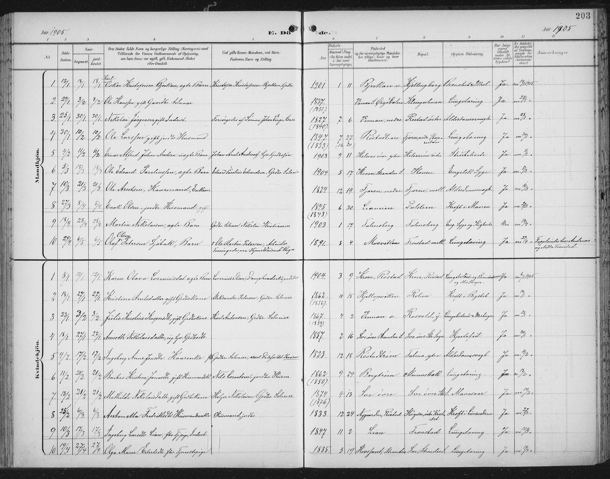 Ministerialprotokoller, klokkerbøker og fødselsregistre - Nord-Trøndelag, SAT/A-1458/701/L0011: Parish register (official) no. 701A11, 1899-1915, p. 203