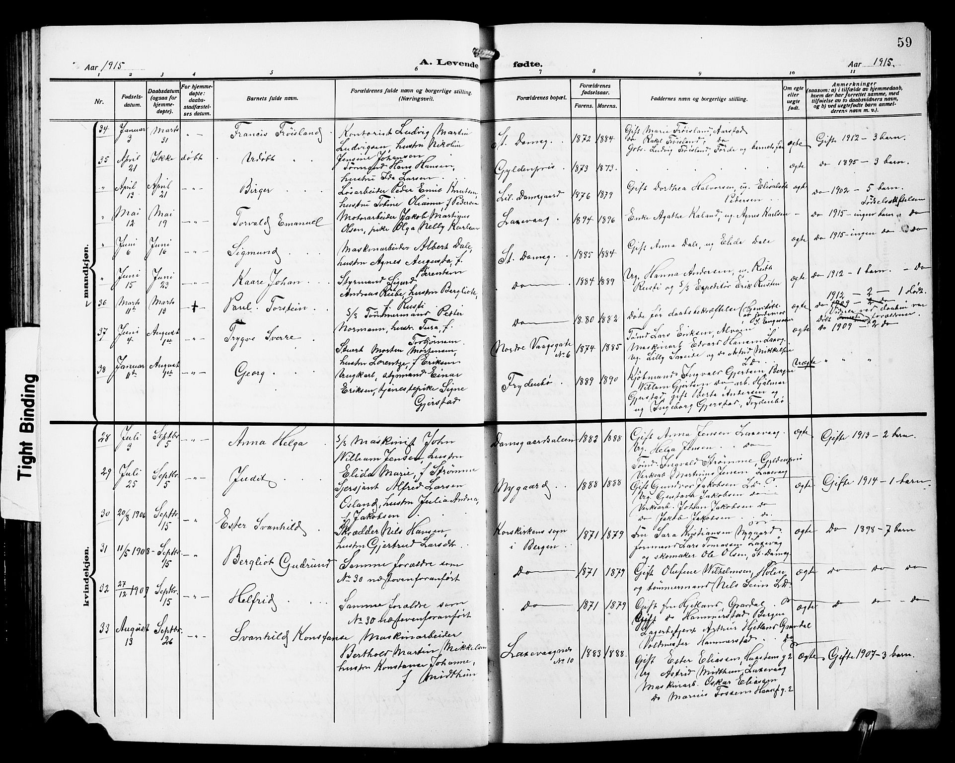 Laksevåg Sokneprestembete, AV/SAB-A-76501/H/Ha/Hab/Haba/L0005: Parish register (copy) no. A 5, 1910-1917, p. 59