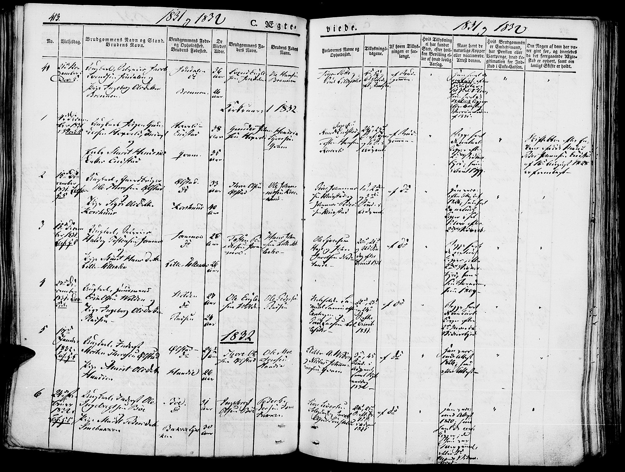 Lesja prestekontor, SAH/PREST-068/H/Ha/Haa/L0005: Parish register (official) no. 5, 1830-1842, p. 413