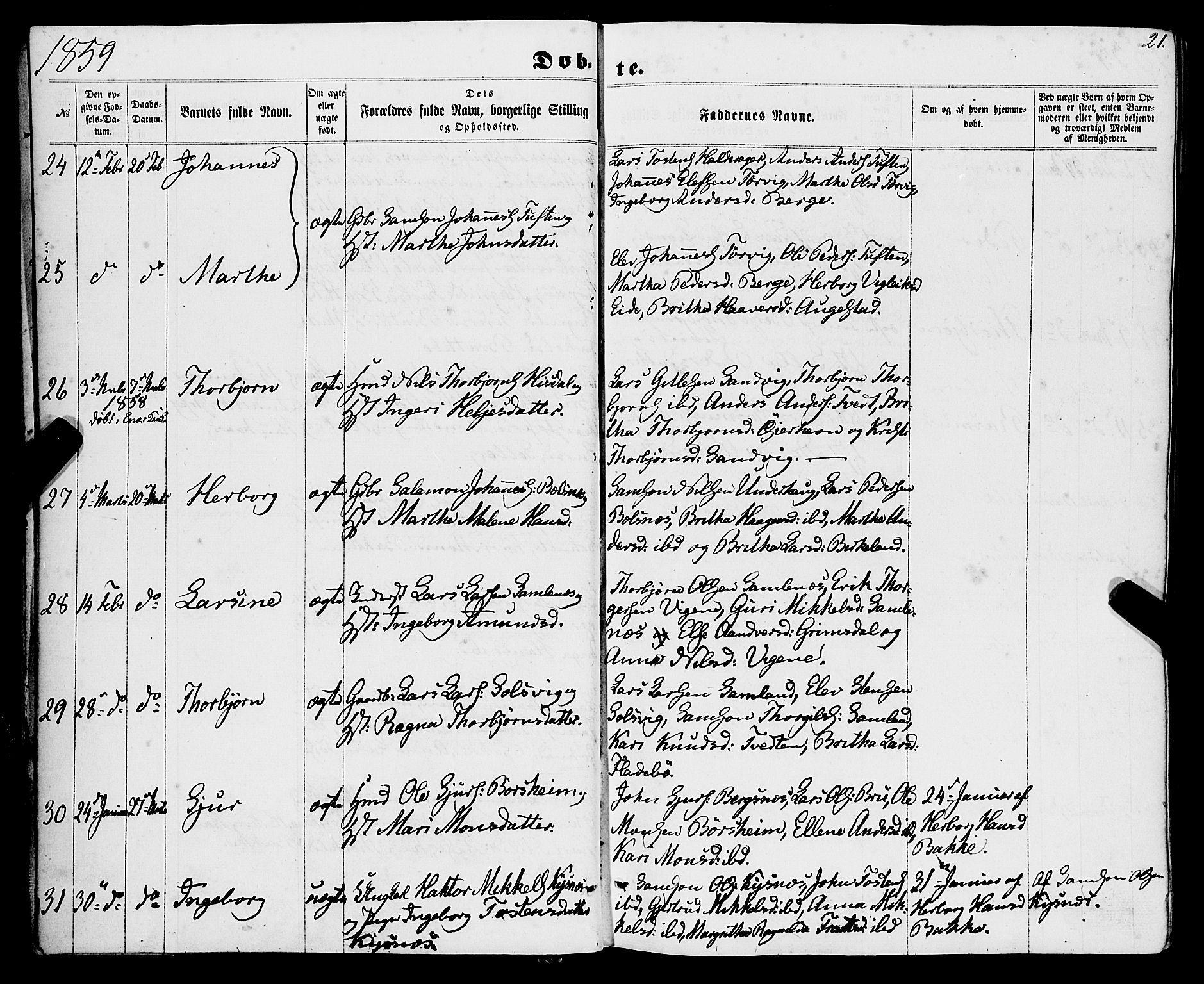 Strandebarm sokneprestembete, AV/SAB-A-78401/H/Haa: Parish register (official) no. A 8, 1858-1872, p. 21