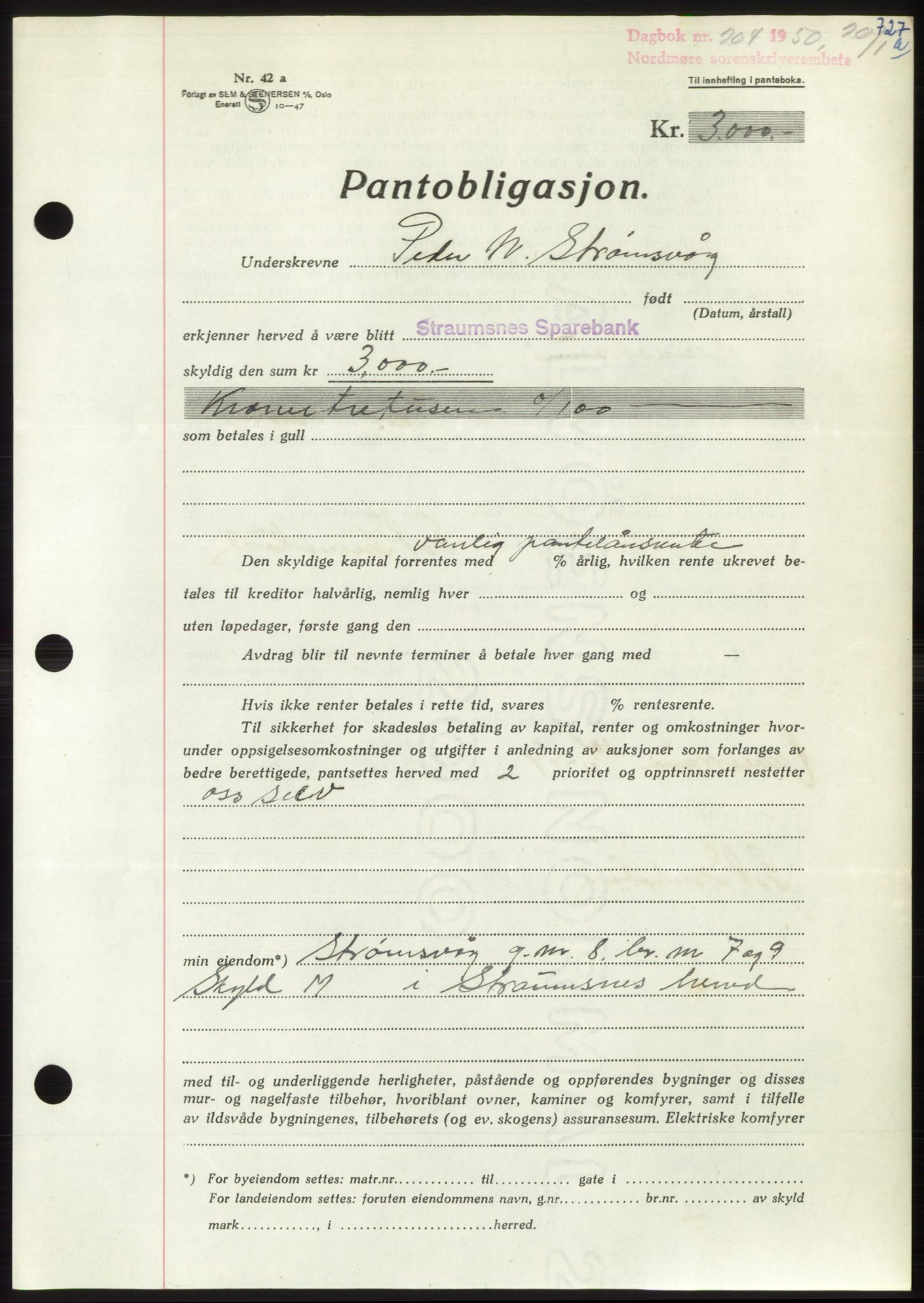 Nordmøre sorenskriveri, AV/SAT-A-4132/1/2/2Ca: Mortgage book no. B103, 1949-1950, Diary no: : 204/1950