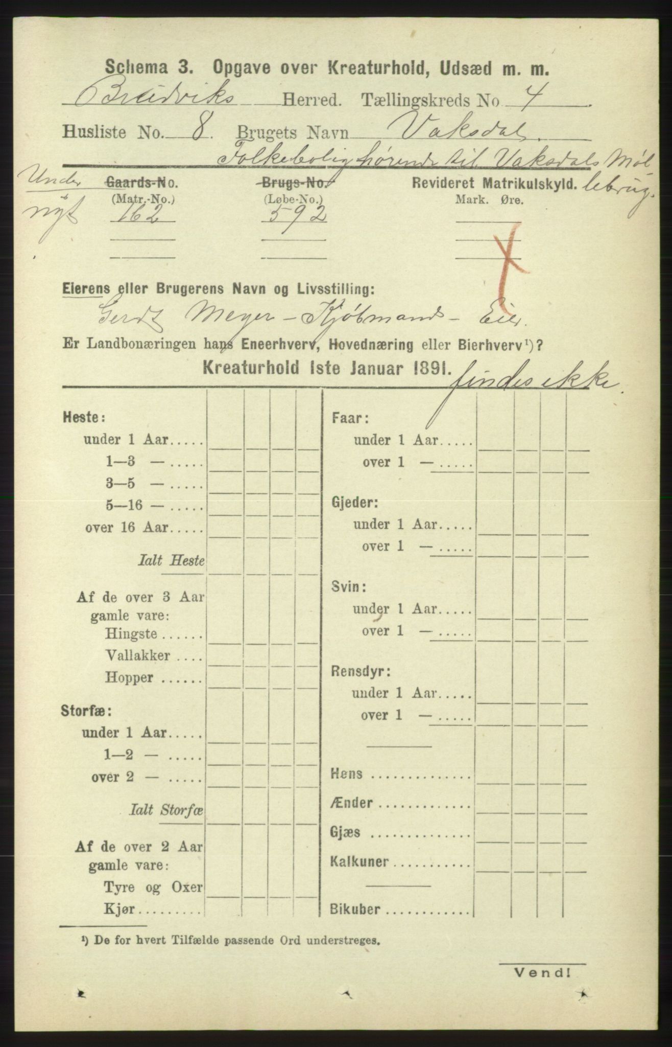 RA, 1891 census for 1251 Bruvik, 1891, p. 4410