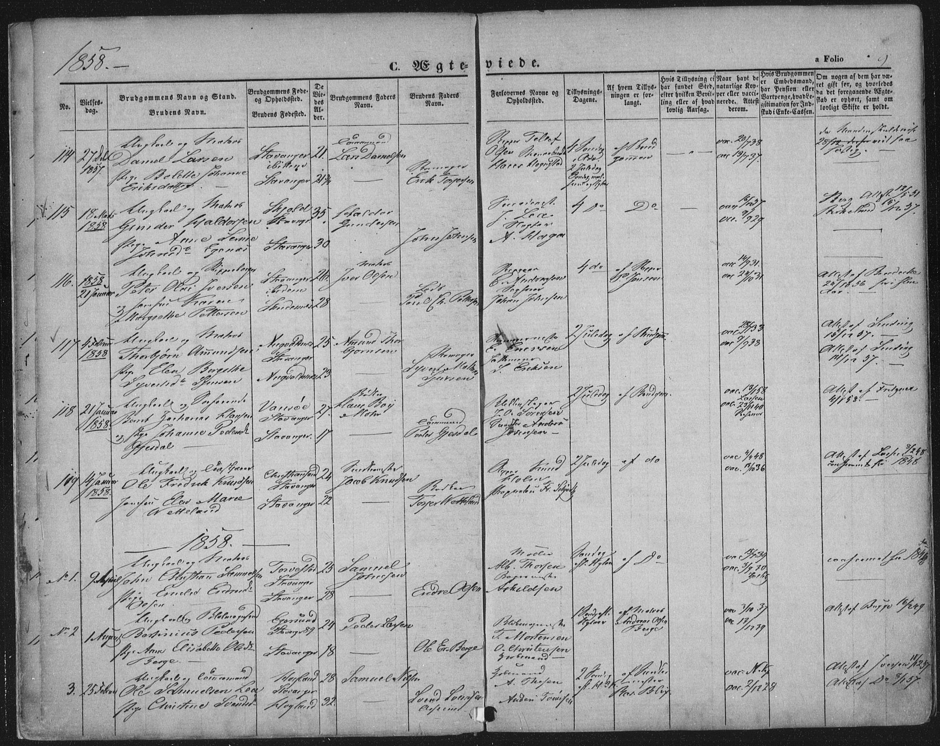 Domkirken sokneprestkontor, SAST/A-101812/001/30/30BA/L0019: Parish register (official) no. A 18, 1857-1877, p. 9