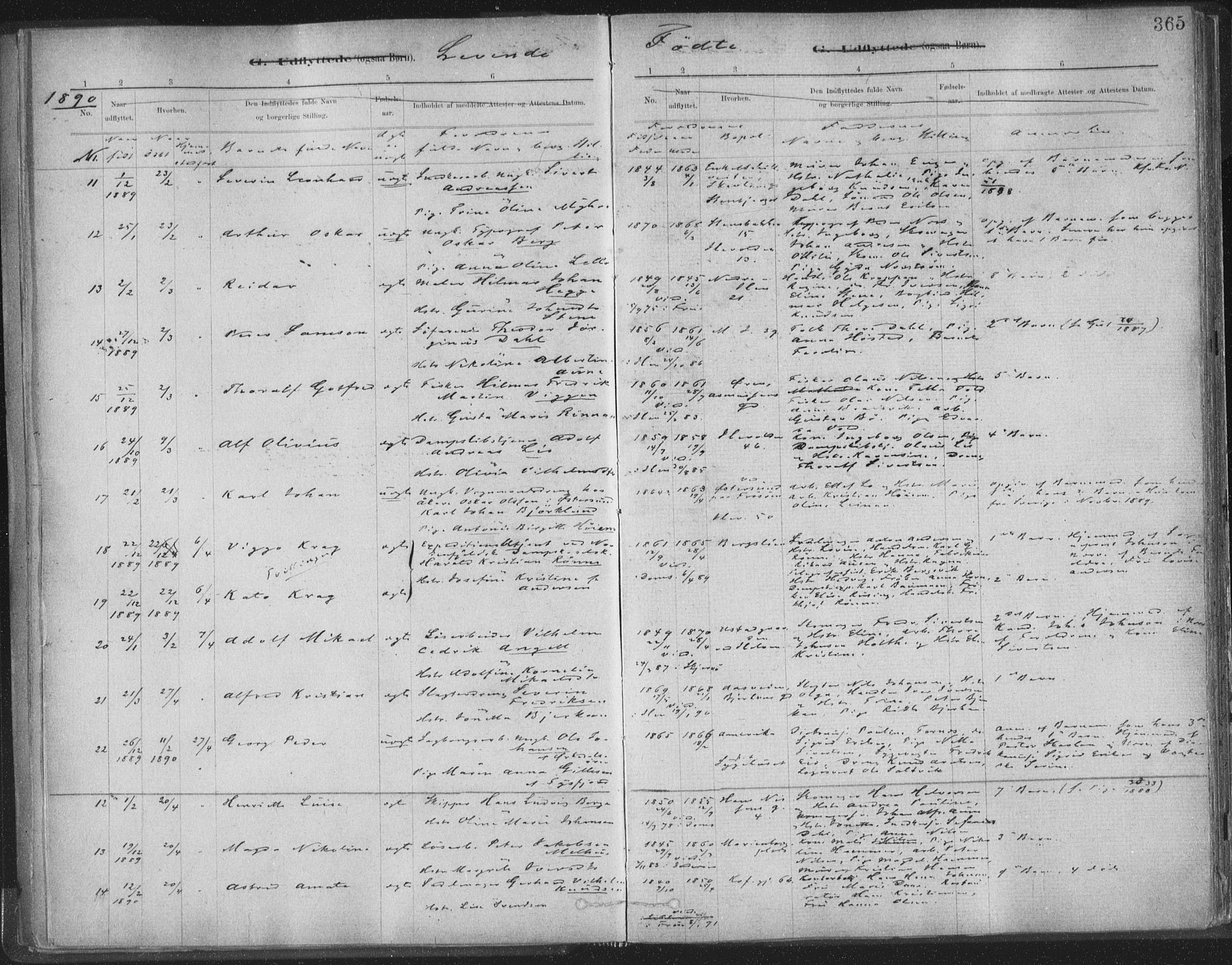 Ministerialprotokoller, klokkerbøker og fødselsregistre - Sør-Trøndelag, SAT/A-1456/603/L0163: Parish register (official) no. 603A02, 1879-1895, p. 365