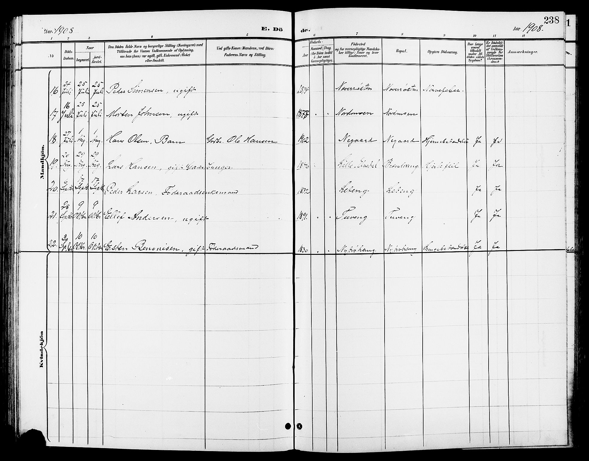 Tynset prestekontor, AV/SAH-PREST-058/H/Ha/Hab/L0009: Parish register (copy) no. 9, 1900-1914, p. 238