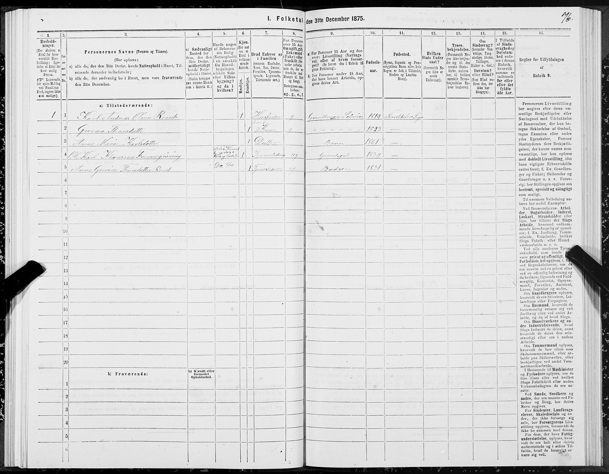 SAT, 1875 census for 1524P Norddal, 1875, p. 4076