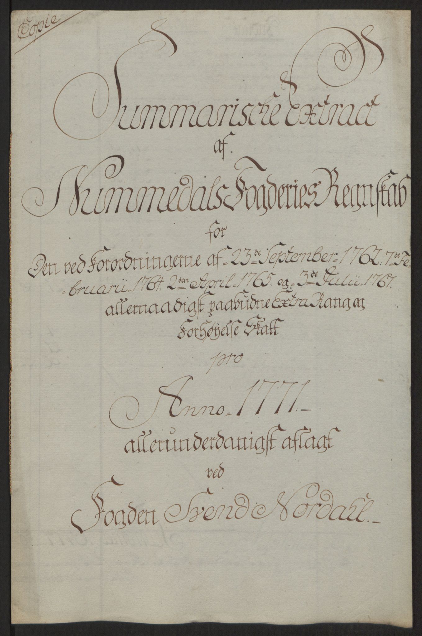 Rentekammeret inntil 1814, Reviderte regnskaper, Fogderegnskap, AV/RA-EA-4092/R64/L4502: Ekstraskatten Namdal, 1762-1772, p. 394