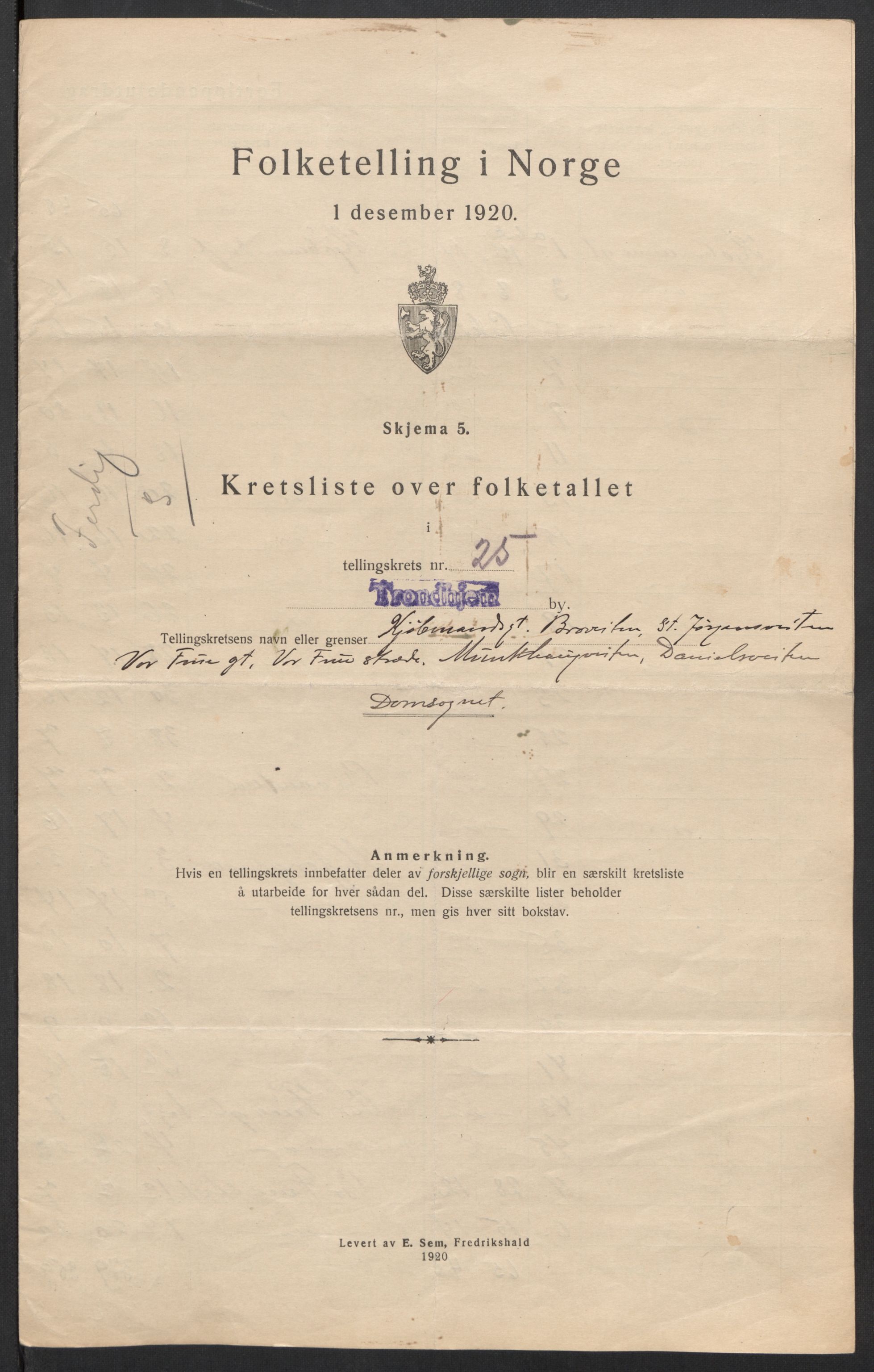 SAT, 1920 census for Trondheim, 1920, p. 89