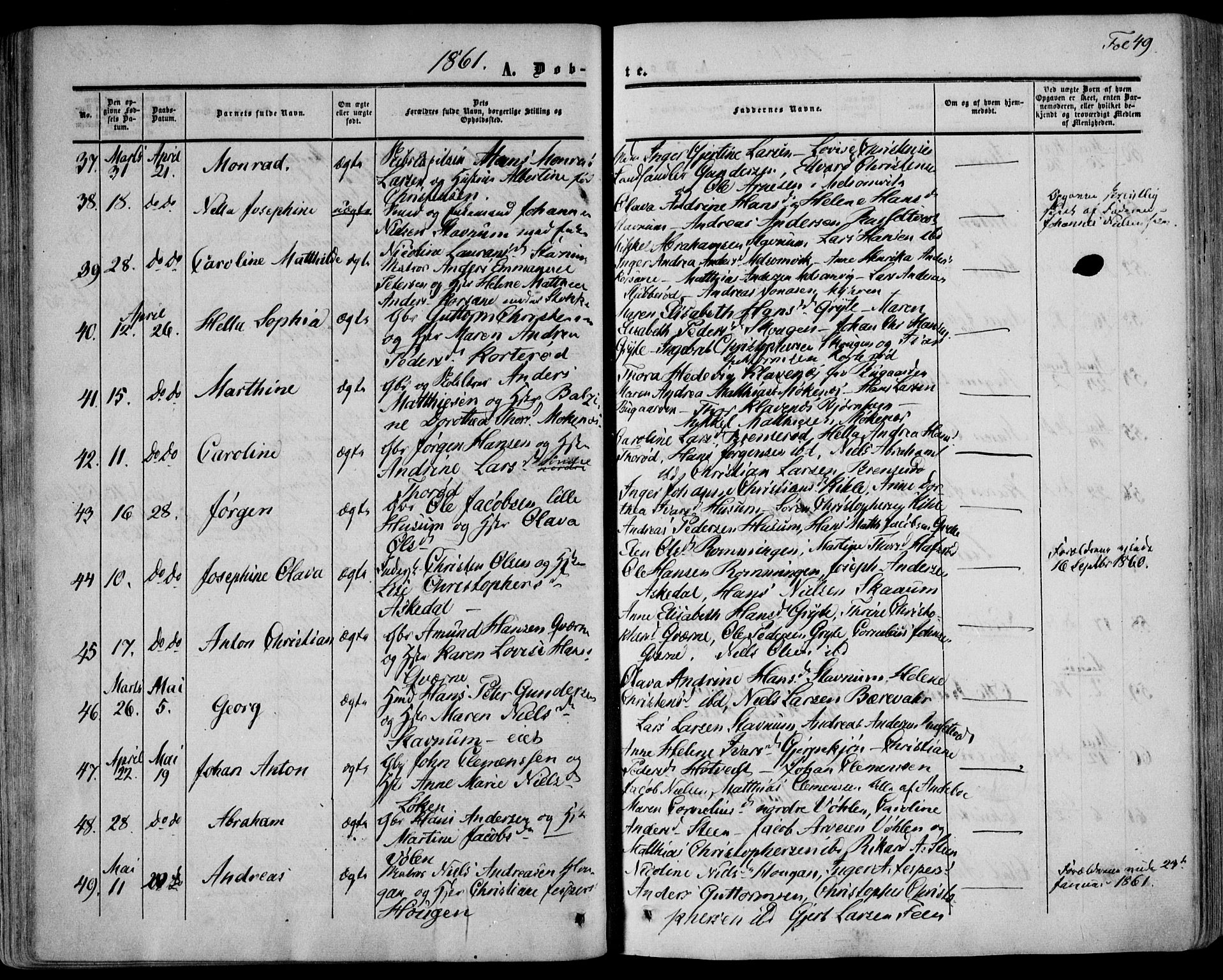 Stokke kirkebøker, AV/SAKO-A-320/F/Fa/L0008: Parish register (official) no. I 8, 1858-1871, p. 49