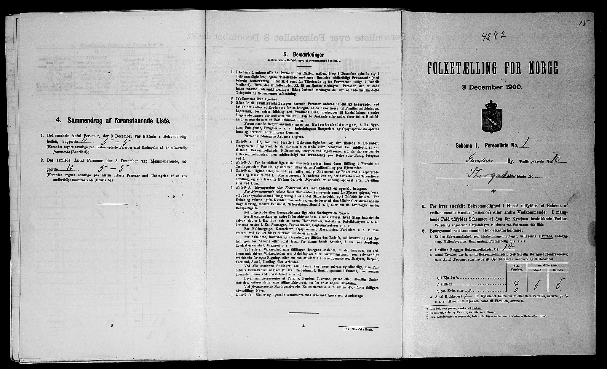 SAST, 1900 census for Sandnes, 1900, p. 1392