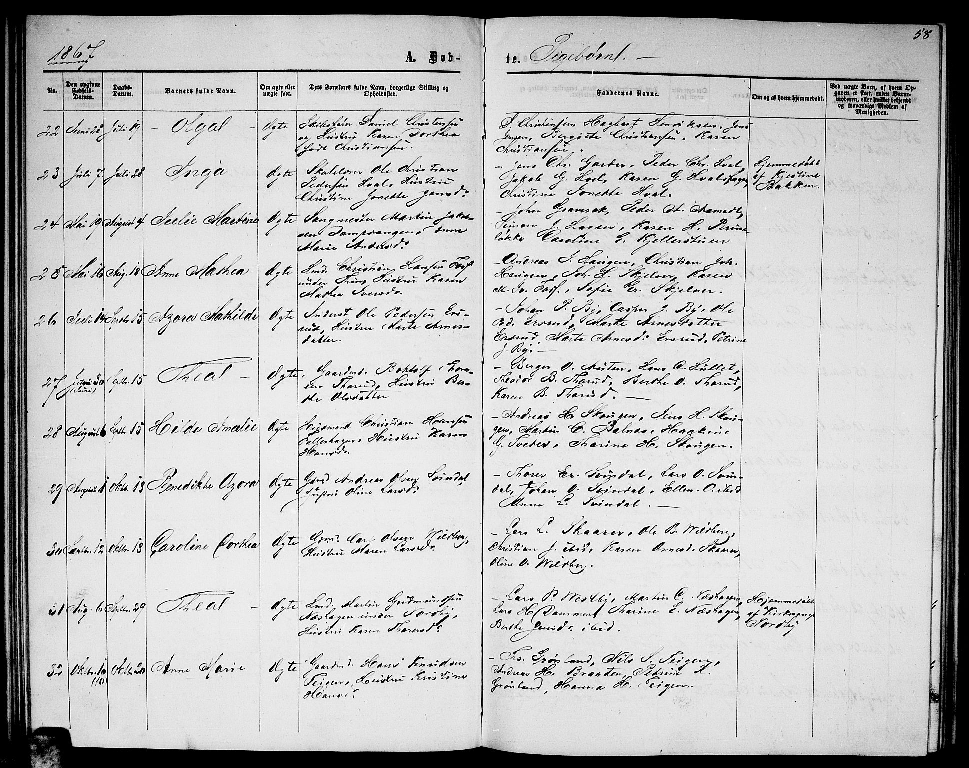 Fet prestekontor Kirkebøker, AV/SAO-A-10370a/G/Ga/L0003: Parish register (copy) no. I 3, 1860-1867, p. 58