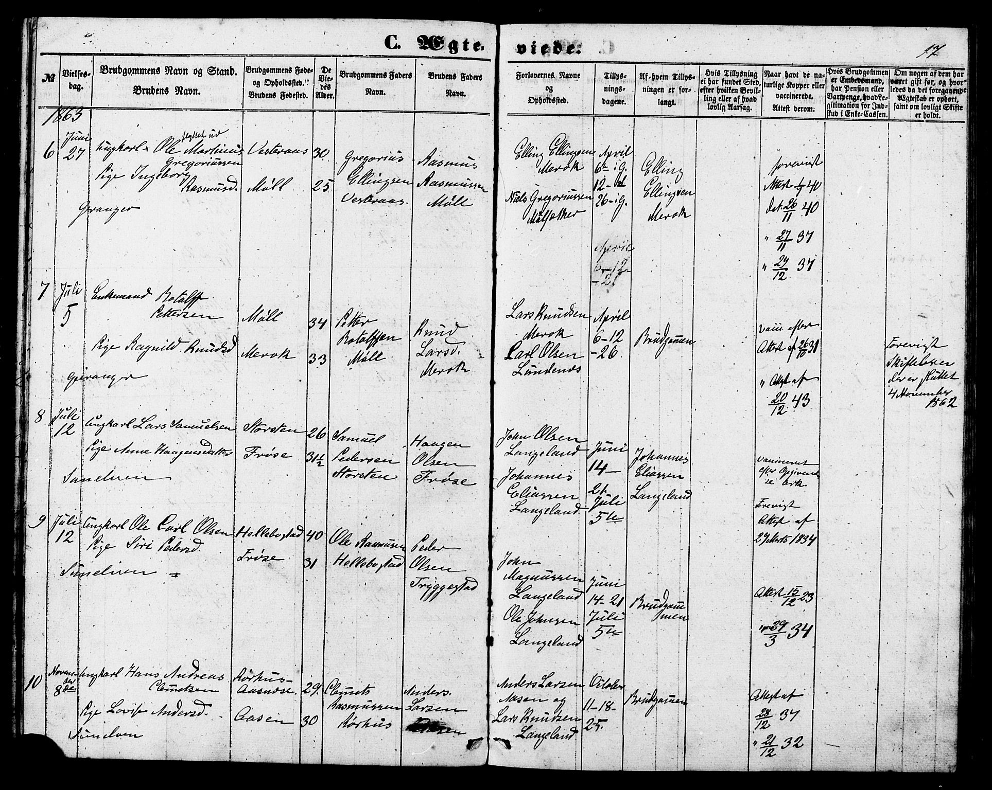 Ministerialprotokoller, klokkerbøker og fødselsregistre - Møre og Romsdal, SAT/A-1454/517/L0224: Parish register (official) no. 517A04, 1853-1880, p. 17