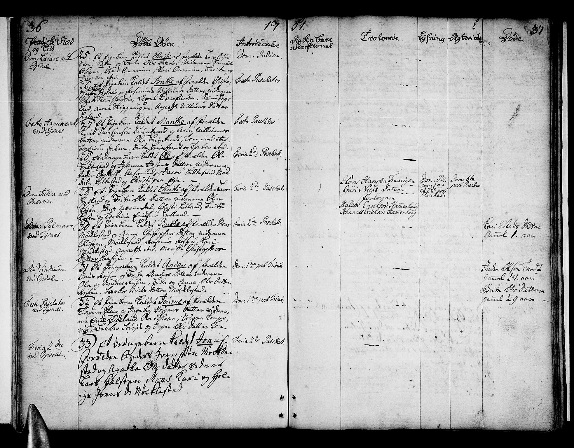 Tysnes sokneprestembete, SAB/A-78601/H/Haa: Parish register (official) no. A 4, 1750-1761, p. 36-37