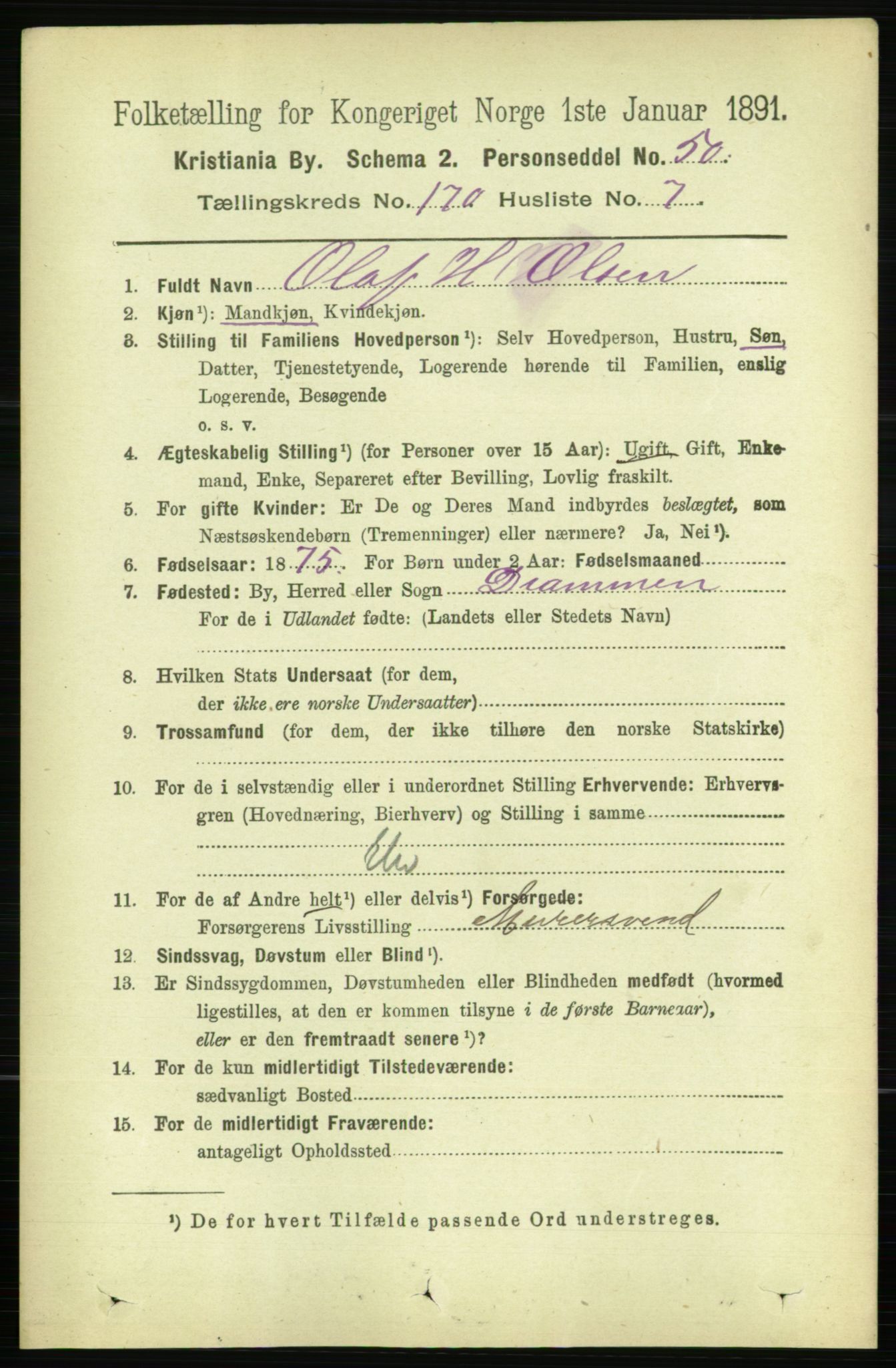 RA, 1891 census for 0301 Kristiania, 1891, p. 99906