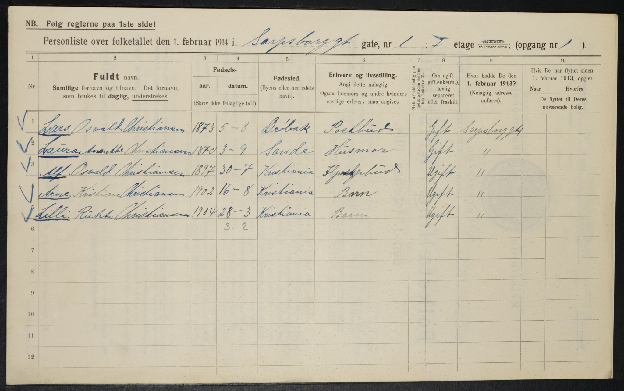 OBA, Municipal Census 1914 for Kristiania, 1914, p. 88946