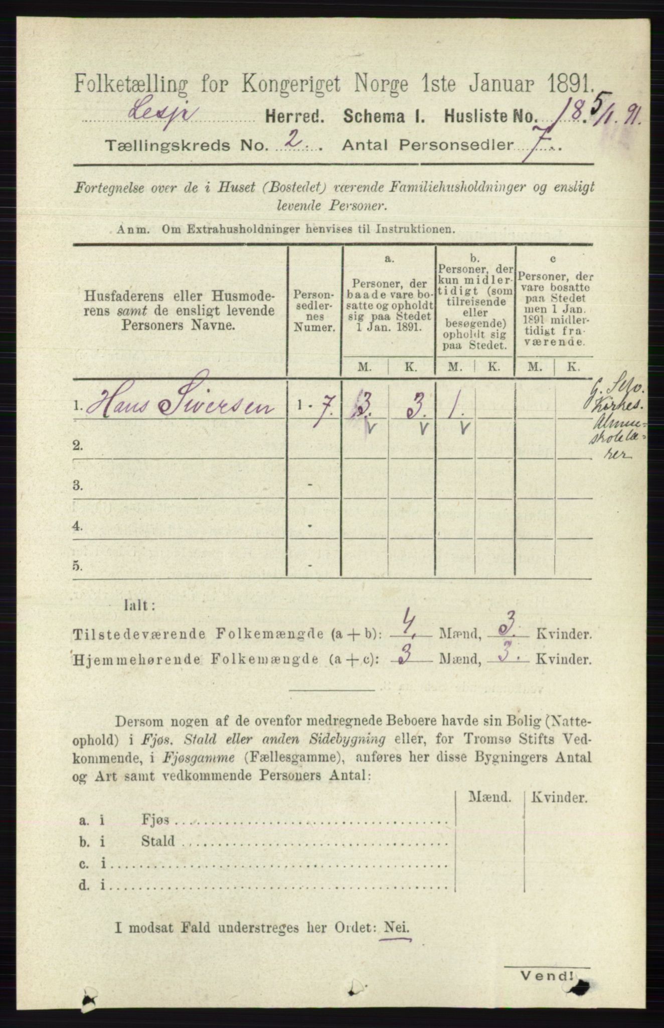 RA, 1891 census for 0512 Lesja, 1891, p. 387