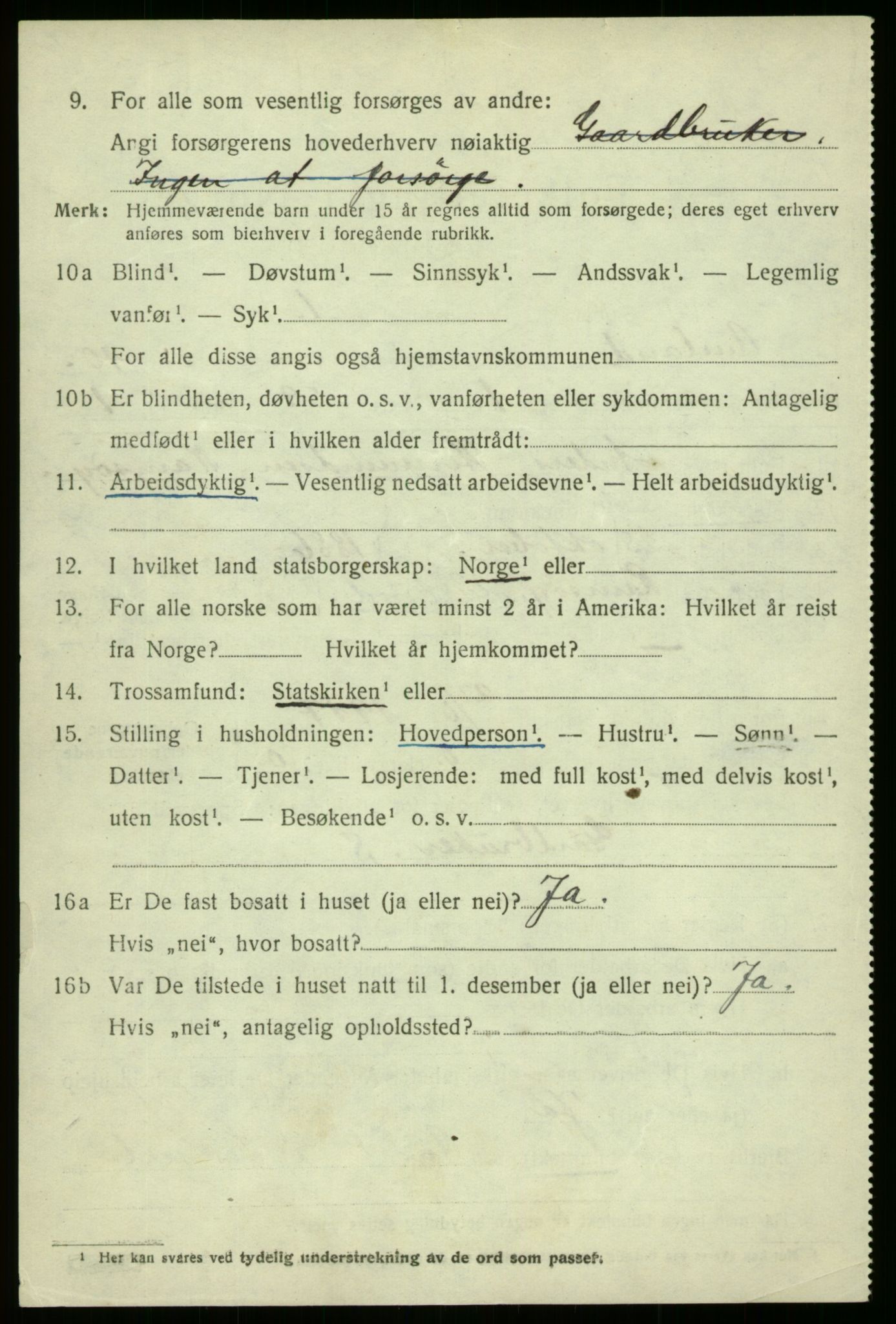 SAB, 1920 census for Aurland, 1920, p. 5029