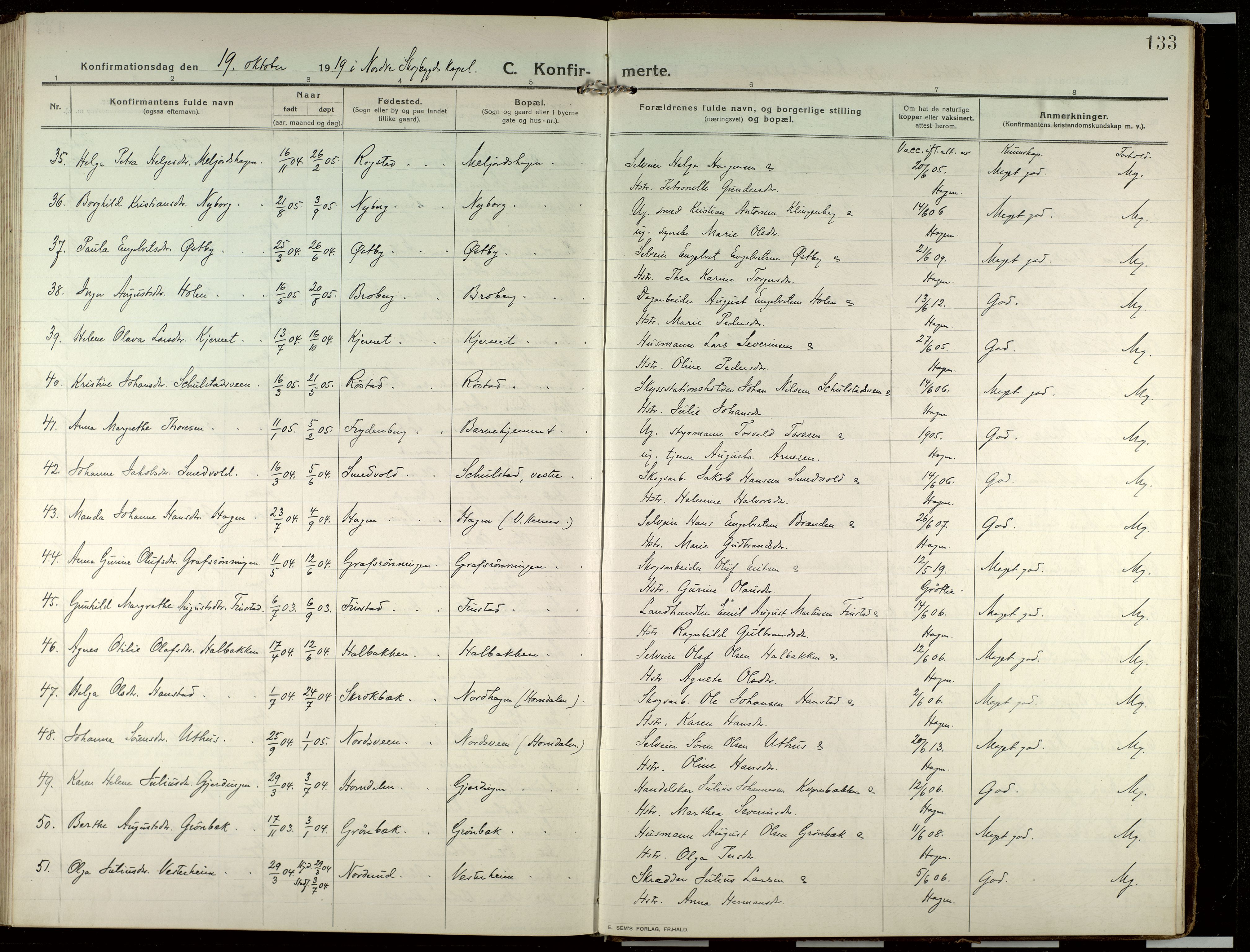 Elverum prestekontor, AV/SAH-PREST-044/H/Ha/Haa/L0022: Parish register (official) no. 22, 1913-1924, p. 133