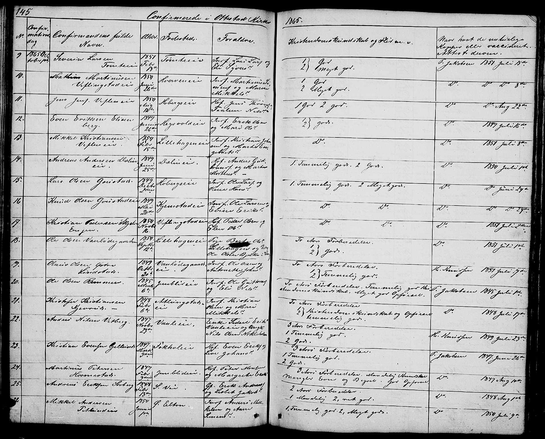 Stange prestekontor, AV/SAH-PREST-002/L/L0002: Parish register (copy) no. 2, 1838-1879, p. 145