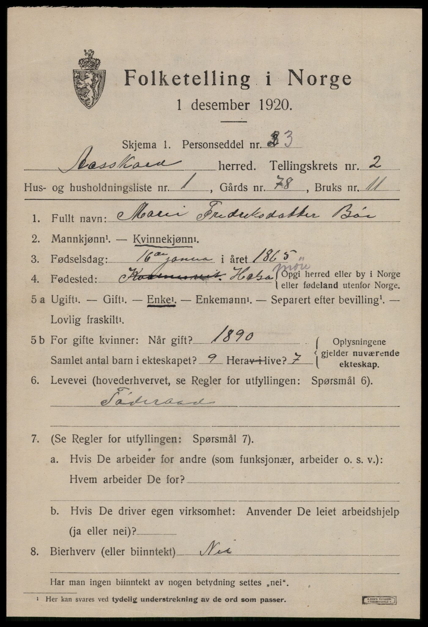 SAT, 1920 census for Åsskard, 1920, p. 1195