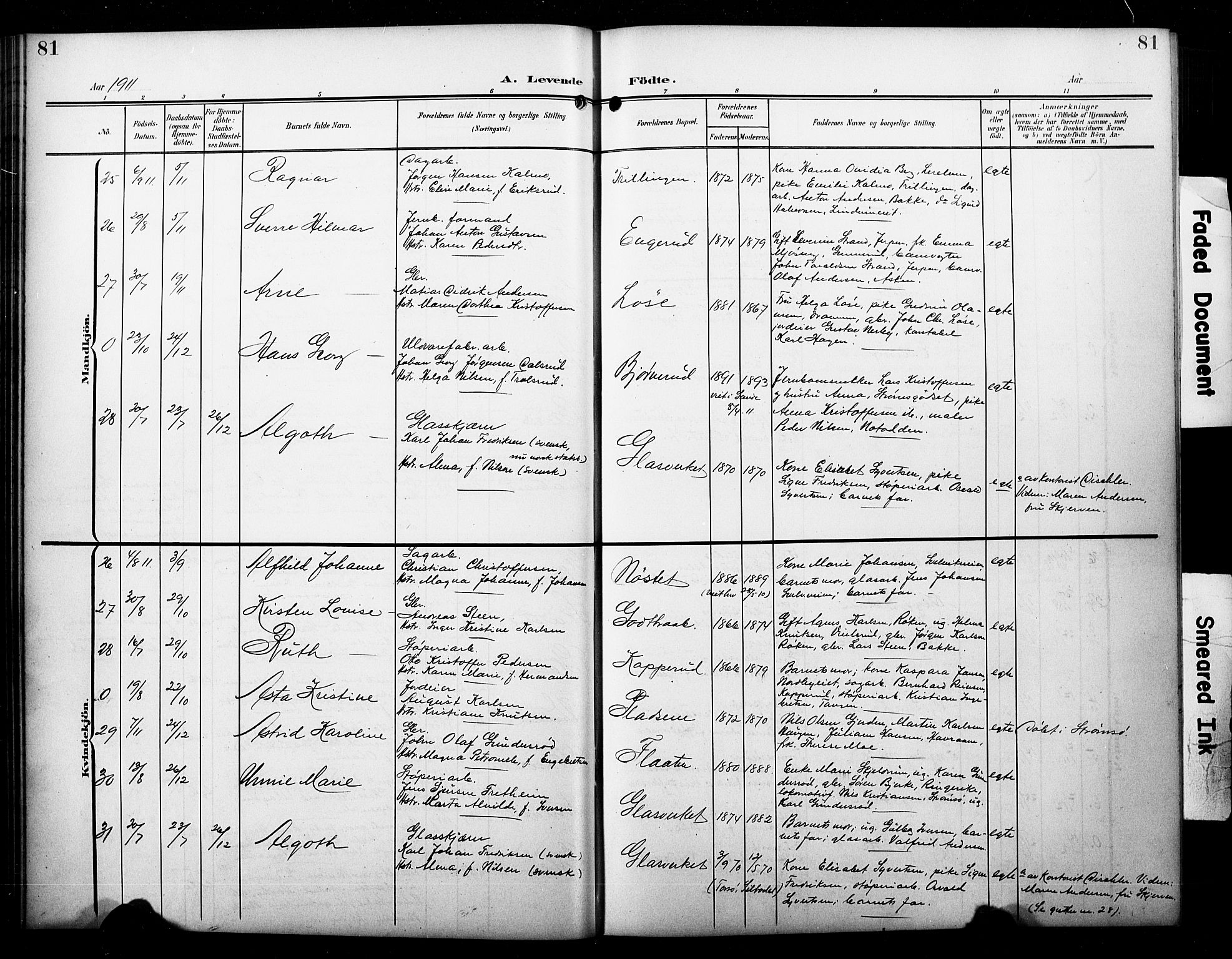 Skoger kirkebøker, AV/SAKO-A-59/G/Ga/L0003: Parish register (copy) no. I 3, 1900-1927, p. 81