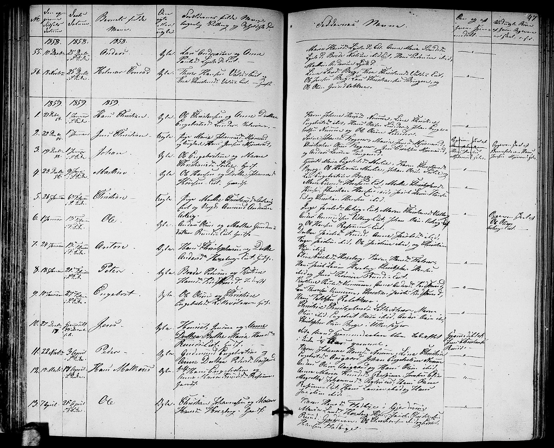 Sørum prestekontor Kirkebøker, AV/SAO-A-10303/G/Ga/L0003: Parish register (copy) no. I 3, 1846-1863, p. 47