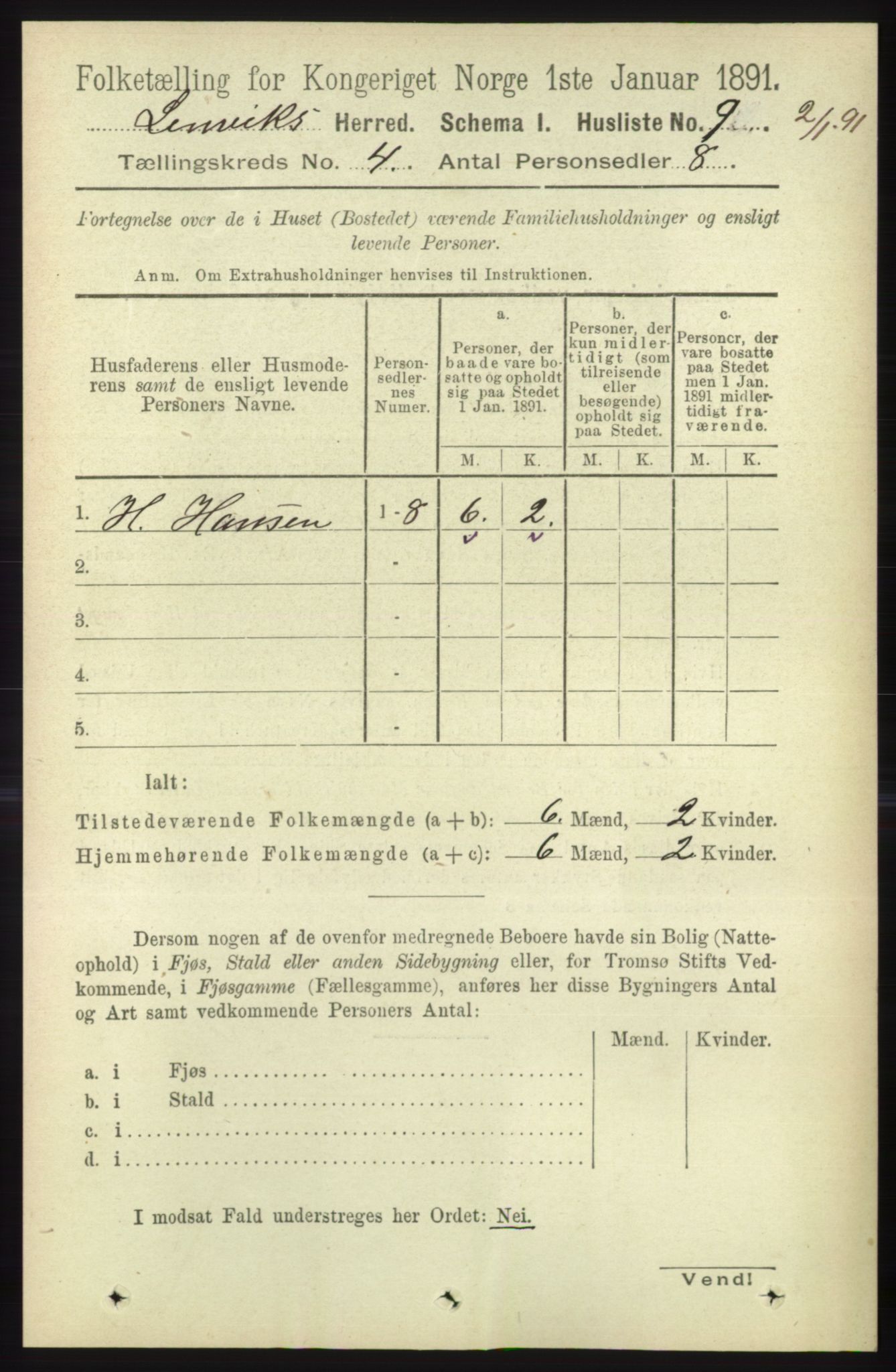 RA, 1891 census for 1931 Lenvik, 1891, p. 1837