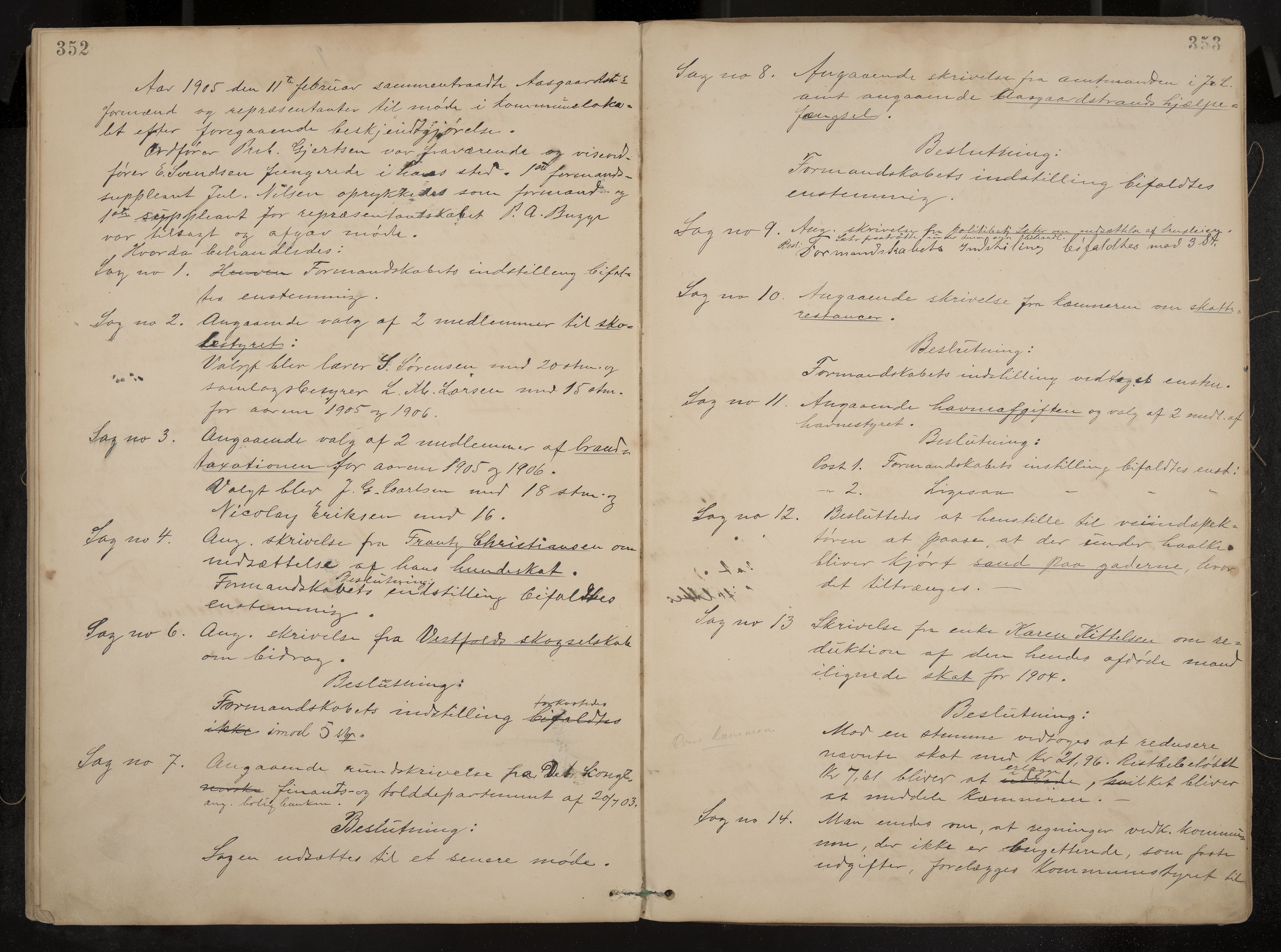 Åsgårdstrand formannskap og sentraladministrasjon, IKAK/0704021/A/L0003: Møtebok med register, 1890-1908, p. 352-353