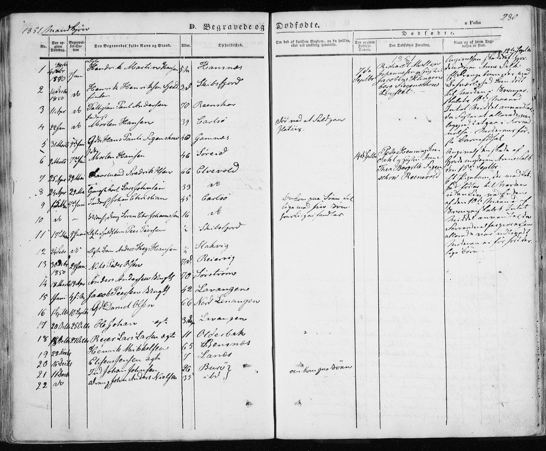Karlsøy sokneprestembete, AV/SATØ-S-1299/H/Ha/Haa/L0003kirke: Parish register (official) no. 3, 1843-1860, p. 280