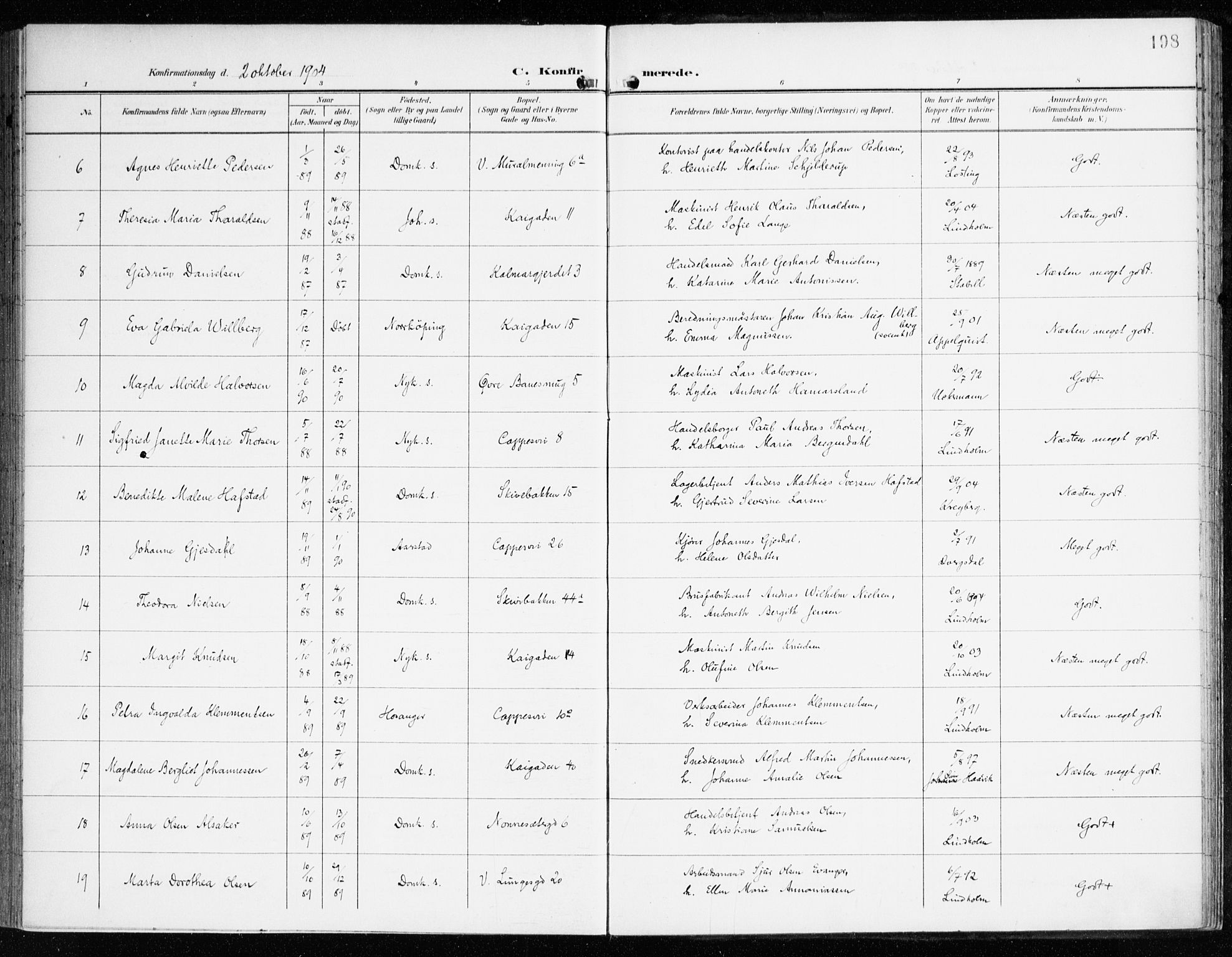 Domkirken sokneprestembete, AV/SAB-A-74801/H/Haa/L0031: Parish register (official) no. C 6, 1898-1915, p. 198