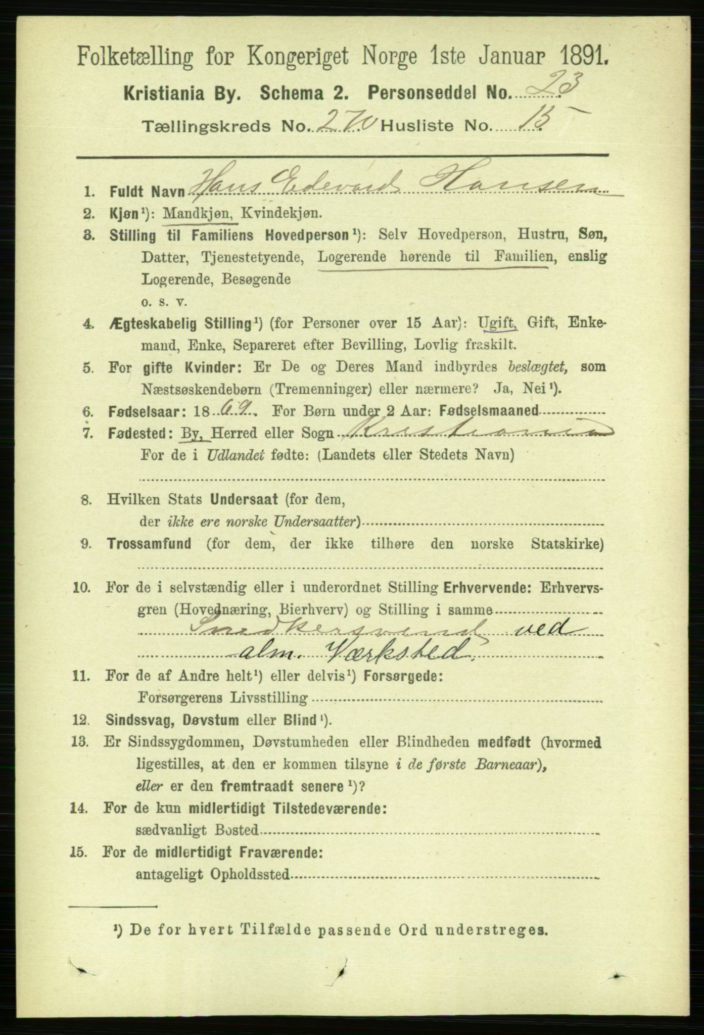 RA, 1891 census for 0301 Kristiania, 1891, p. 164334