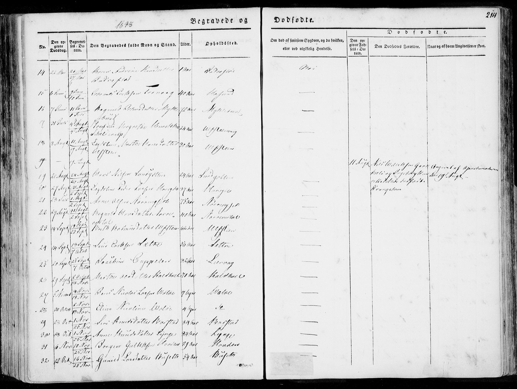 Ministerialprotokoller, klokkerbøker og fødselsregistre - Møre og Romsdal, AV/SAT-A-1454/509/L0104: Parish register (official) no. 509A02, 1833-1847, p. 214