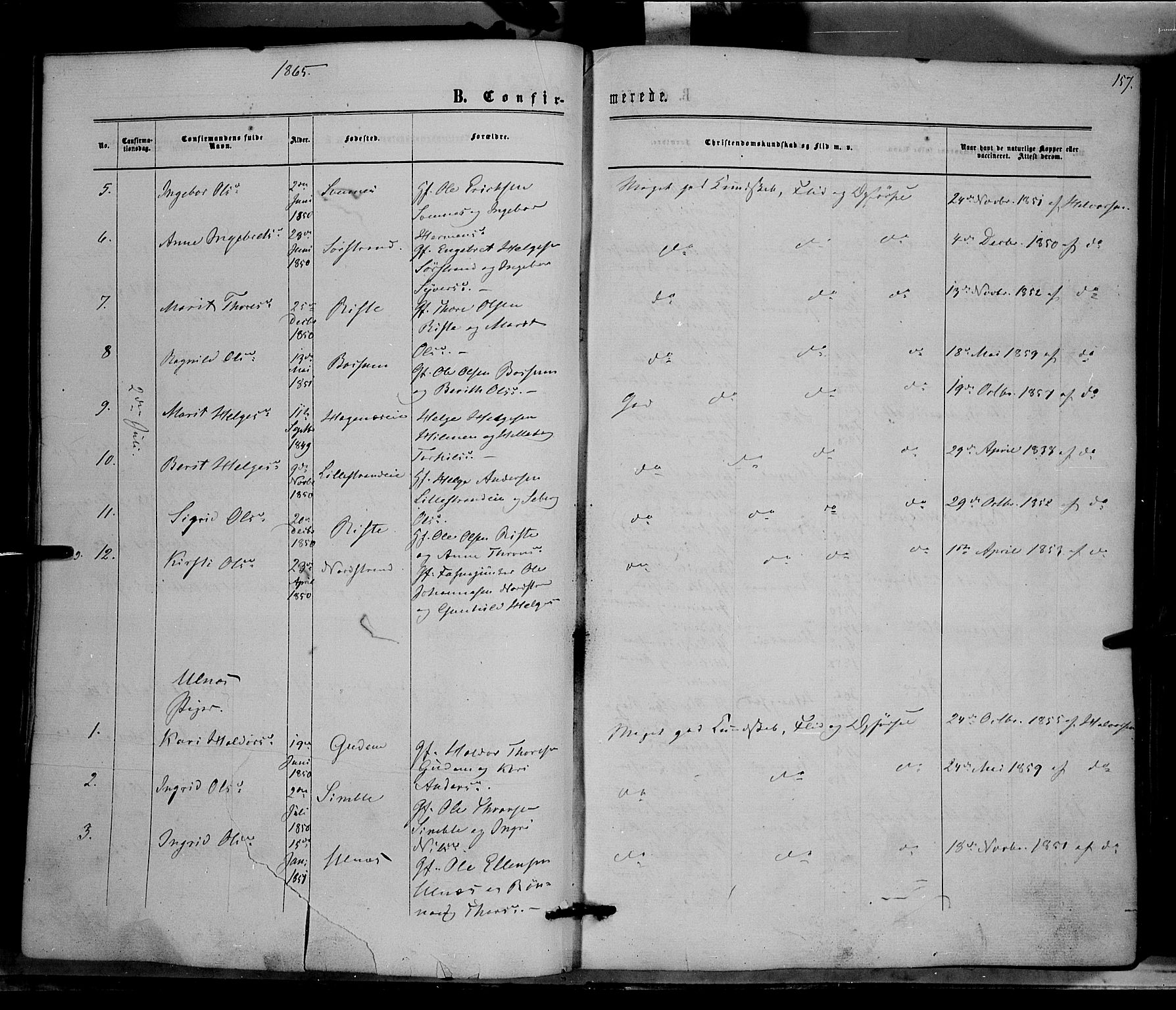 Nord-Aurdal prestekontor, SAH/PREST-132/H/Ha/Haa/L0008: Parish register (official) no. 8, 1863-1875, p. 157