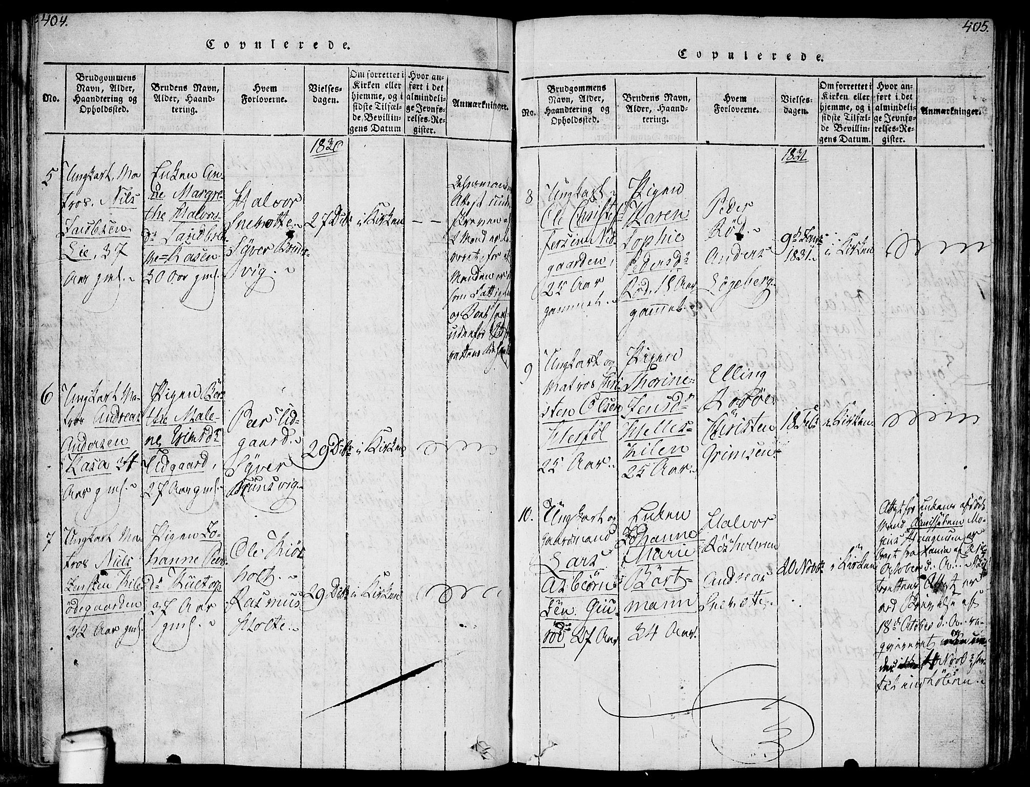 Hvaler prestekontor Kirkebøker, SAO/A-2001/F/Fa/L0005: Parish register (official) no. I 5, 1816-1845, p. 404-405