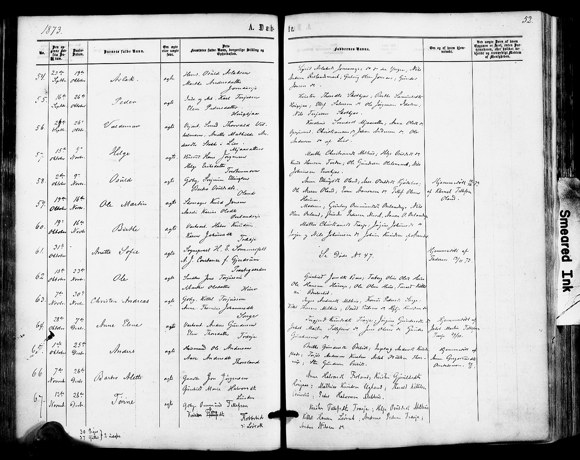 Froland sokneprestkontor, AV/SAK-1111-0013/F/Fa/L0003: Parish register (official) no. A 3, 1864-1881, p. 52