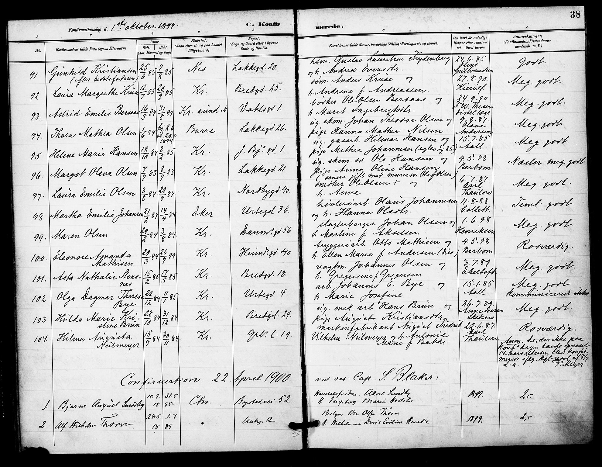 Grønland prestekontor Kirkebøker, SAO/A-10848/F/Fa/L0015: Parish register (official) no. 15, 1899-1919, p. 38