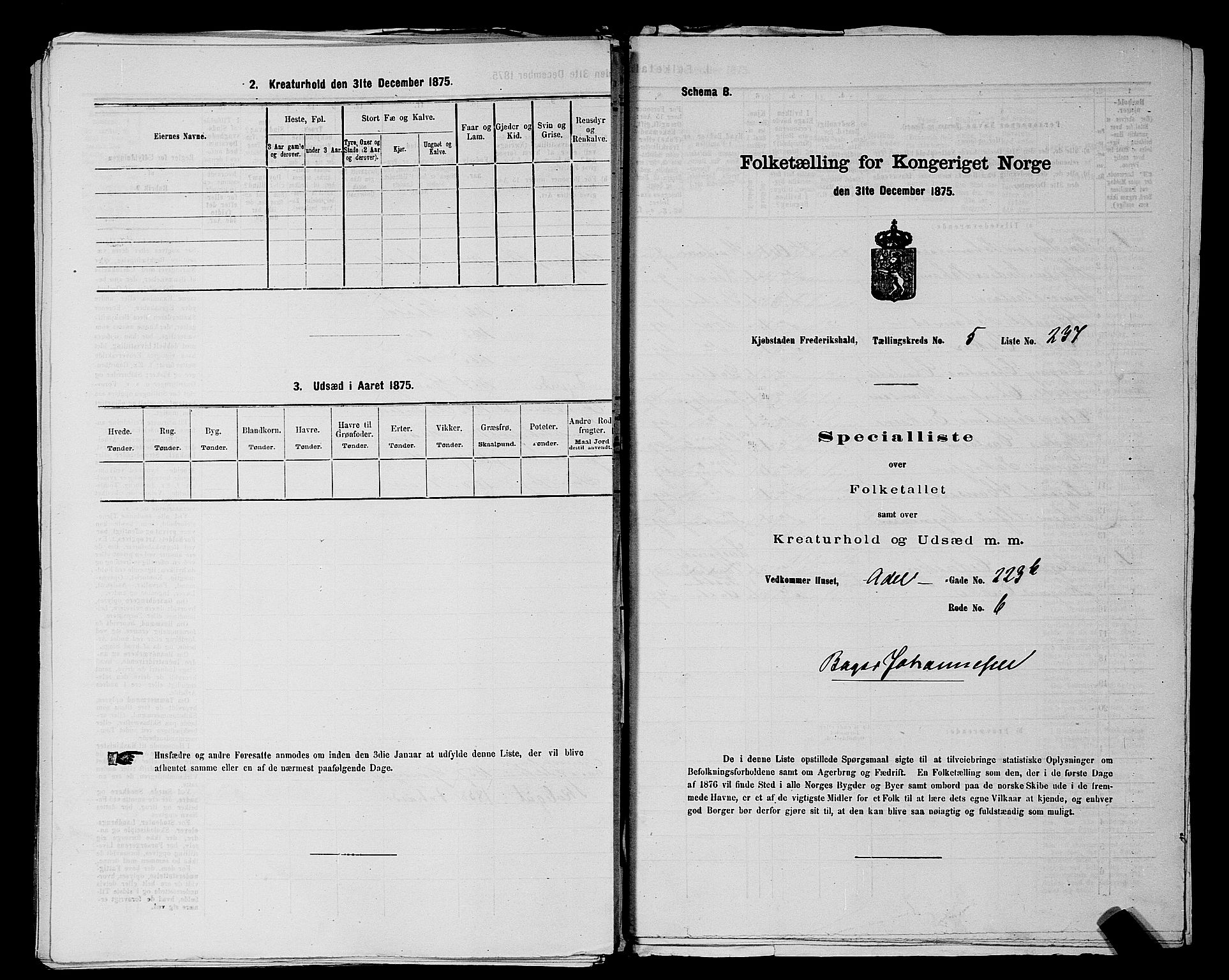 RA, 1875 census for 0101P Fredrikshald, 1875, p. 565