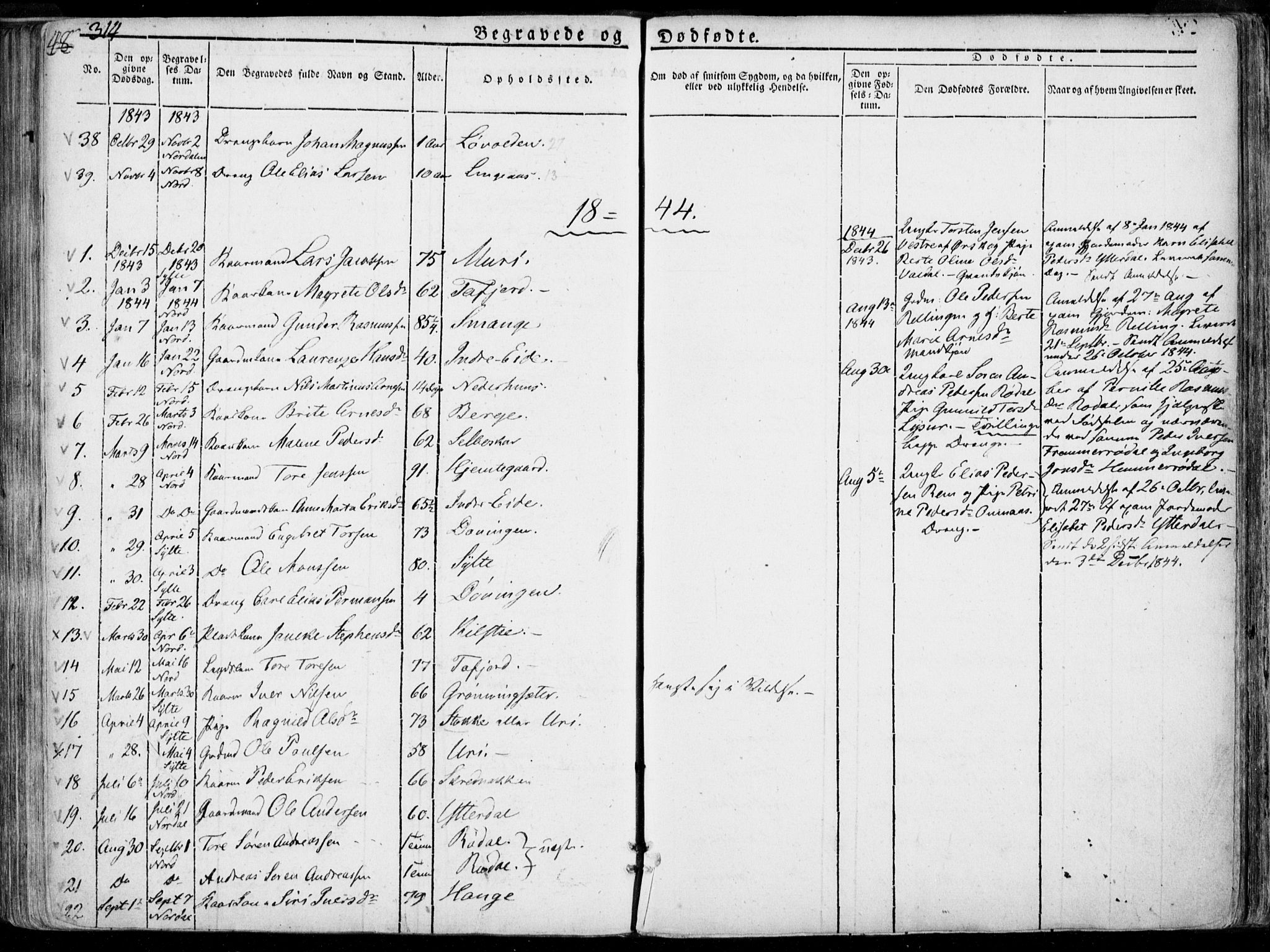 Ministerialprotokoller, klokkerbøker og fødselsregistre - Møre og Romsdal, SAT/A-1454/519/L0248: Parish register (official) no. 519A07, 1829-1860, p. 314