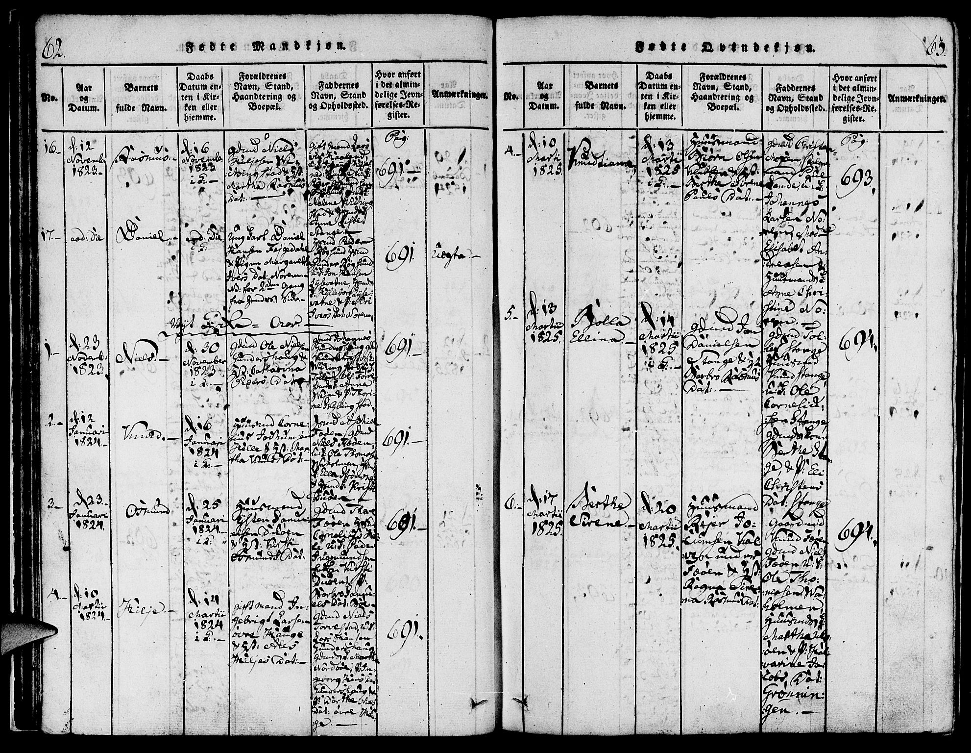 Torvastad sokneprestkontor, SAST/A -101857/H/Ha/Haa/L0004: Parish register (official) no. A 3 /1, 1817-1836, p. 62-63