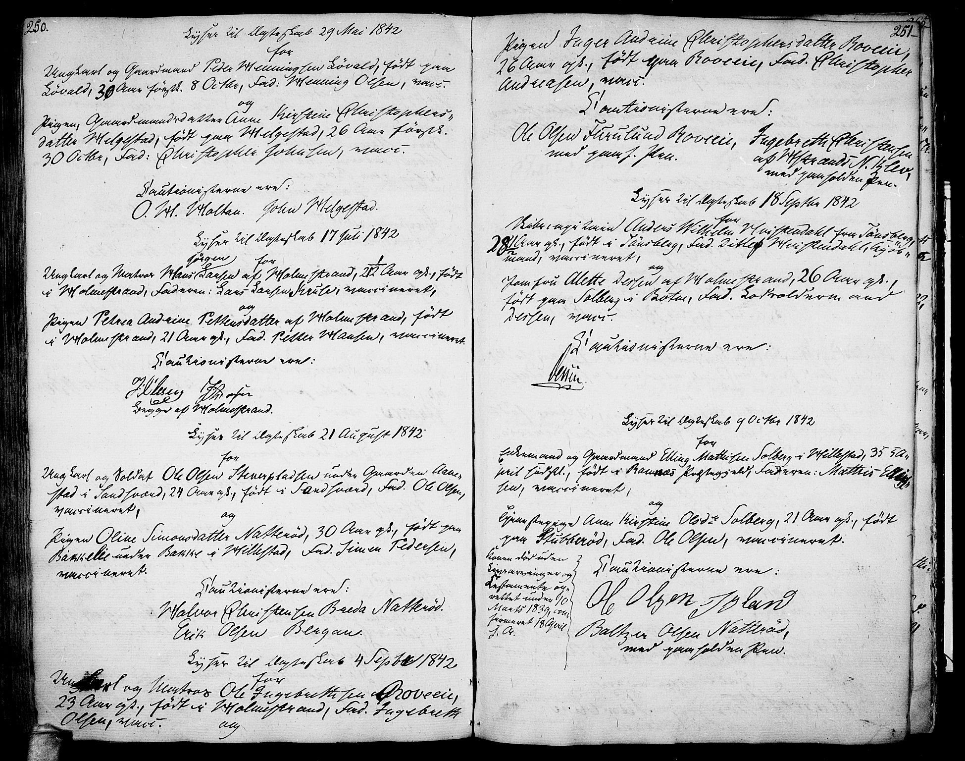 Botne kirkebøker, SAKO/A-340/F/Fa/L0003: Parish register (official) no. I 3 /1, 1792-1844, p. 250-251