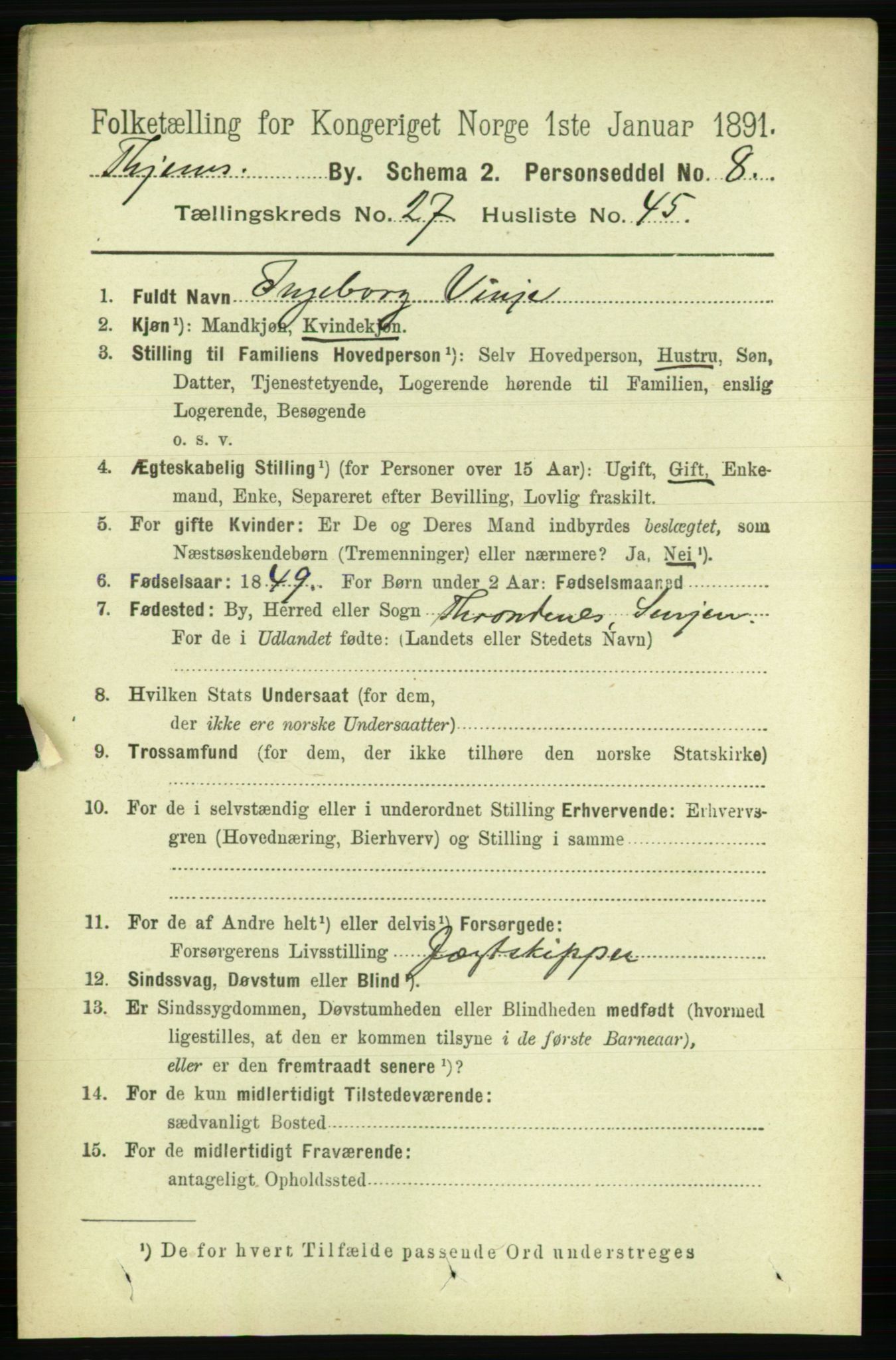 RA, 1891 census for 1601 Trondheim, 1891, p. 20929