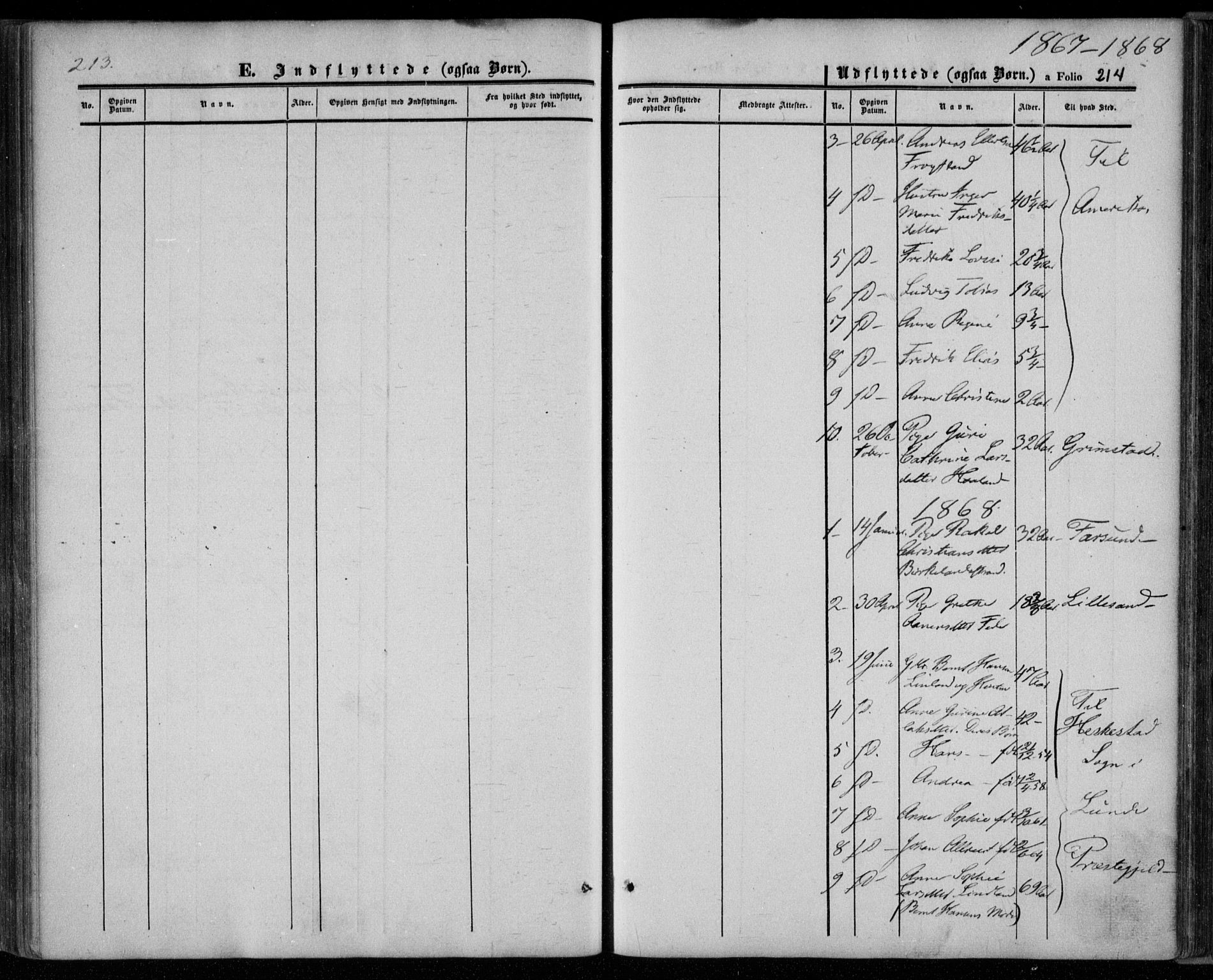 Kvinesdal sokneprestkontor, AV/SAK-1111-0026/F/Fa/Faa/L0002: Parish register (official) no. A 2, 1850-1876, p. 214