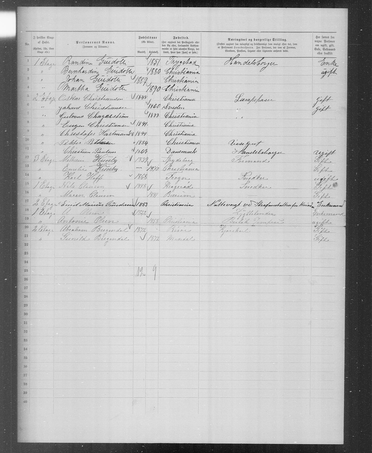 OBA, Municipal Census 1899 for Kristiania, 1899, p. 5427