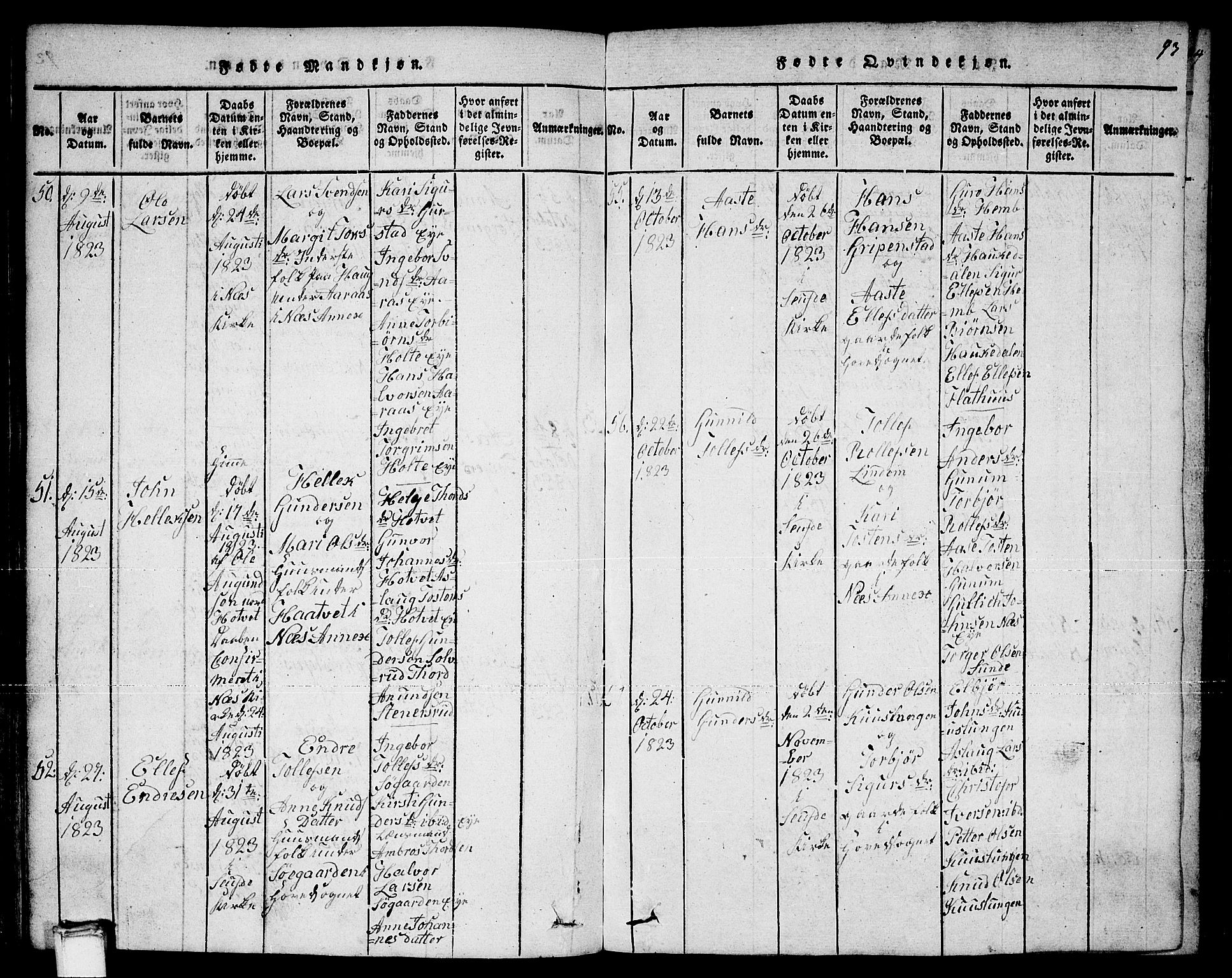 Sauherad kirkebøker, AV/SAKO-A-298/F/Fa/L0005: Parish register (official) no. I 5, 1815-1829, p. 93