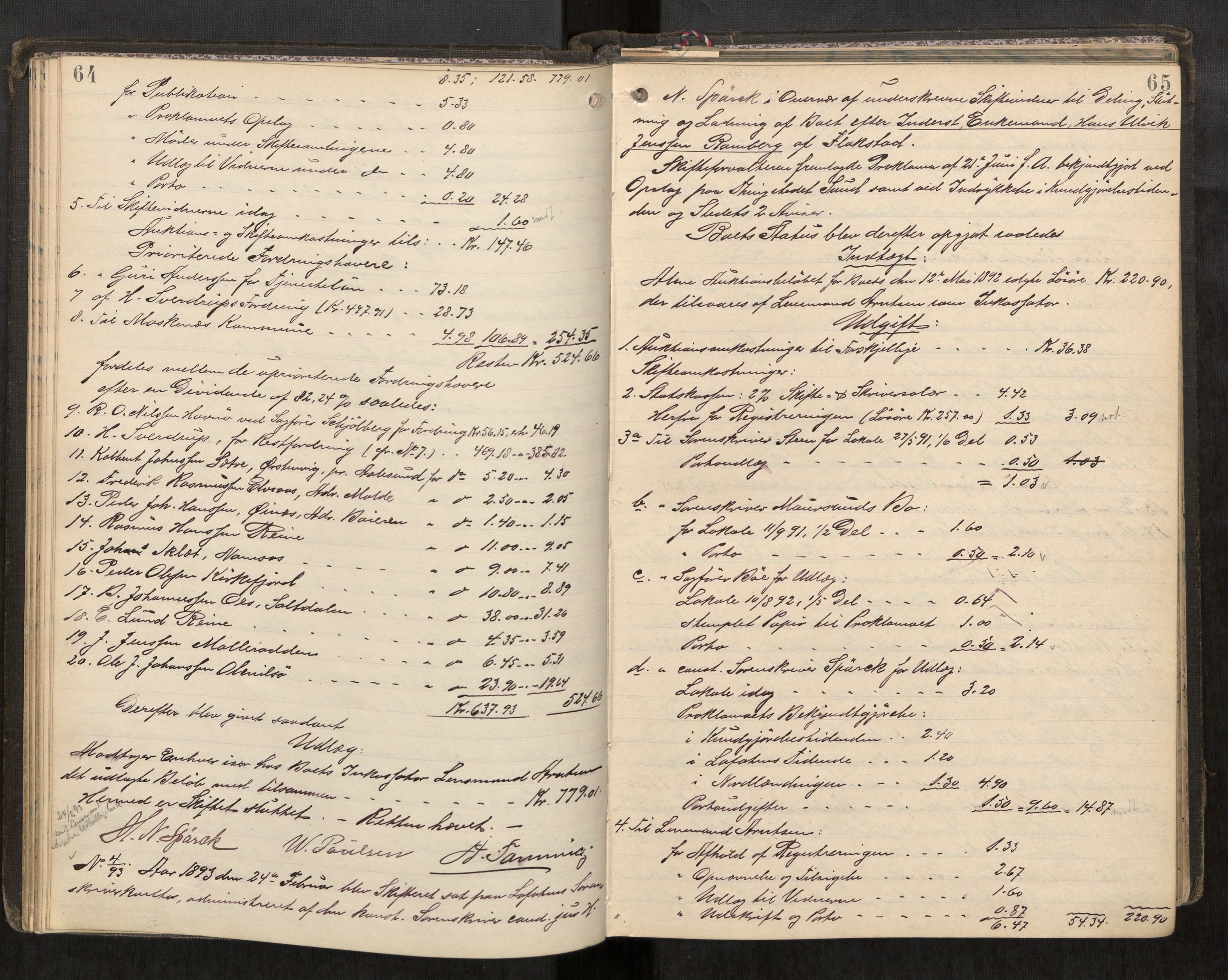 Lofoten sorenskriveri, AV/SAT-A-0017/1/3/3A/L0005: Skifteprotokoll, 1892-1897, p. 64-65