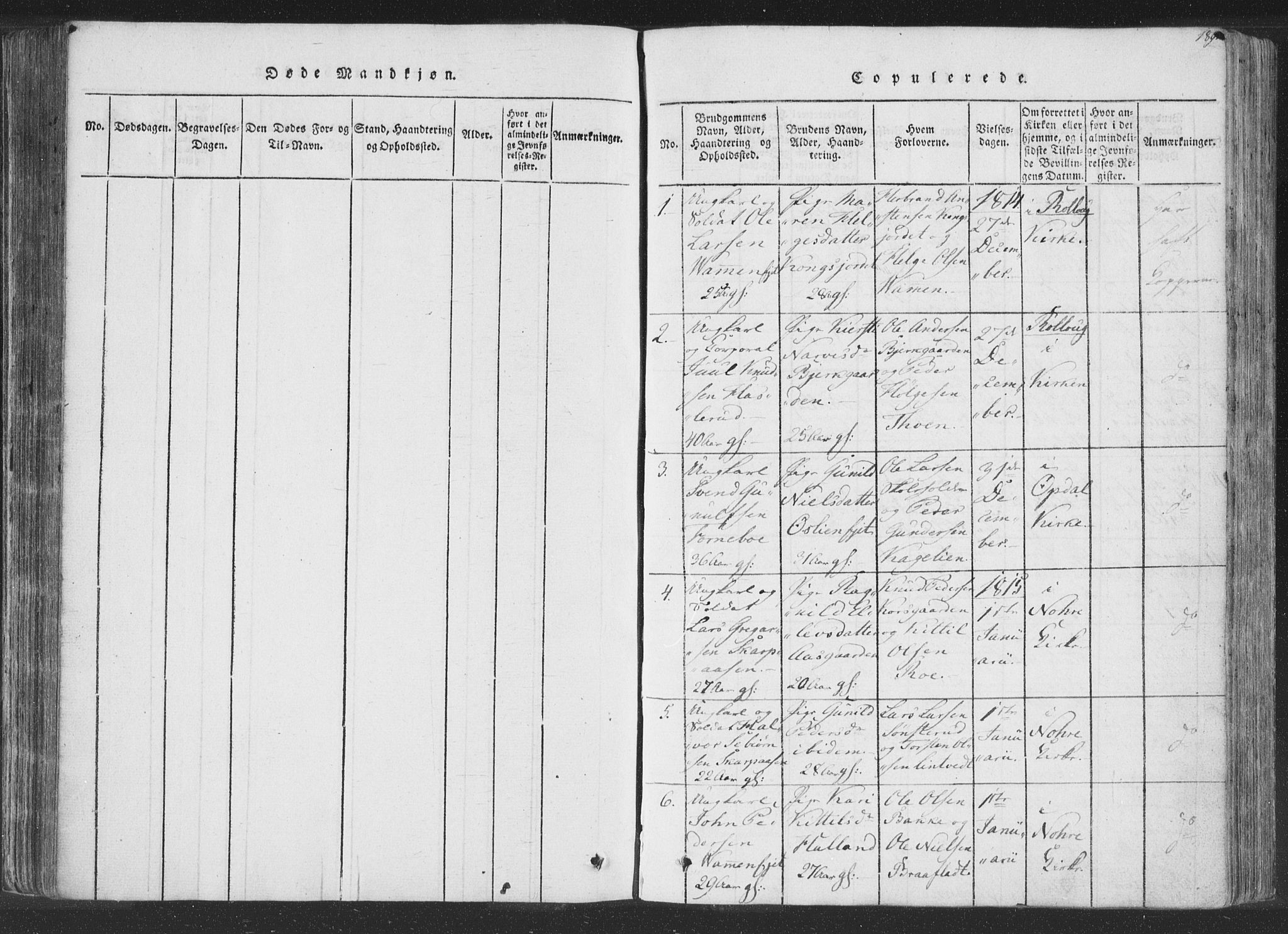 Rollag kirkebøker, SAKO/A-240/F/Fa/L0006: Parish register (official) no. I 6, 1814-1828, p. 189