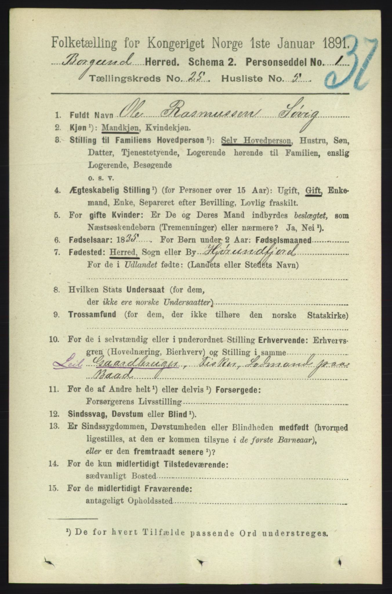 RA, 1891 census for 1531 Borgund, 1891, p. 7286