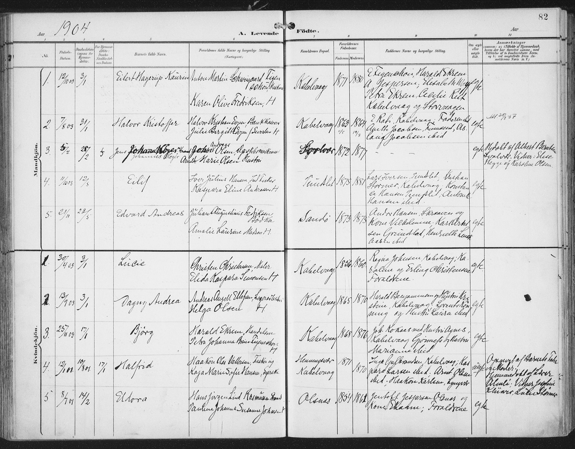 Ministerialprotokoller, klokkerbøker og fødselsregistre - Nordland, SAT/A-1459/874/L1062: Parish register (official) no. 874A06, 1899-1907, p. 82