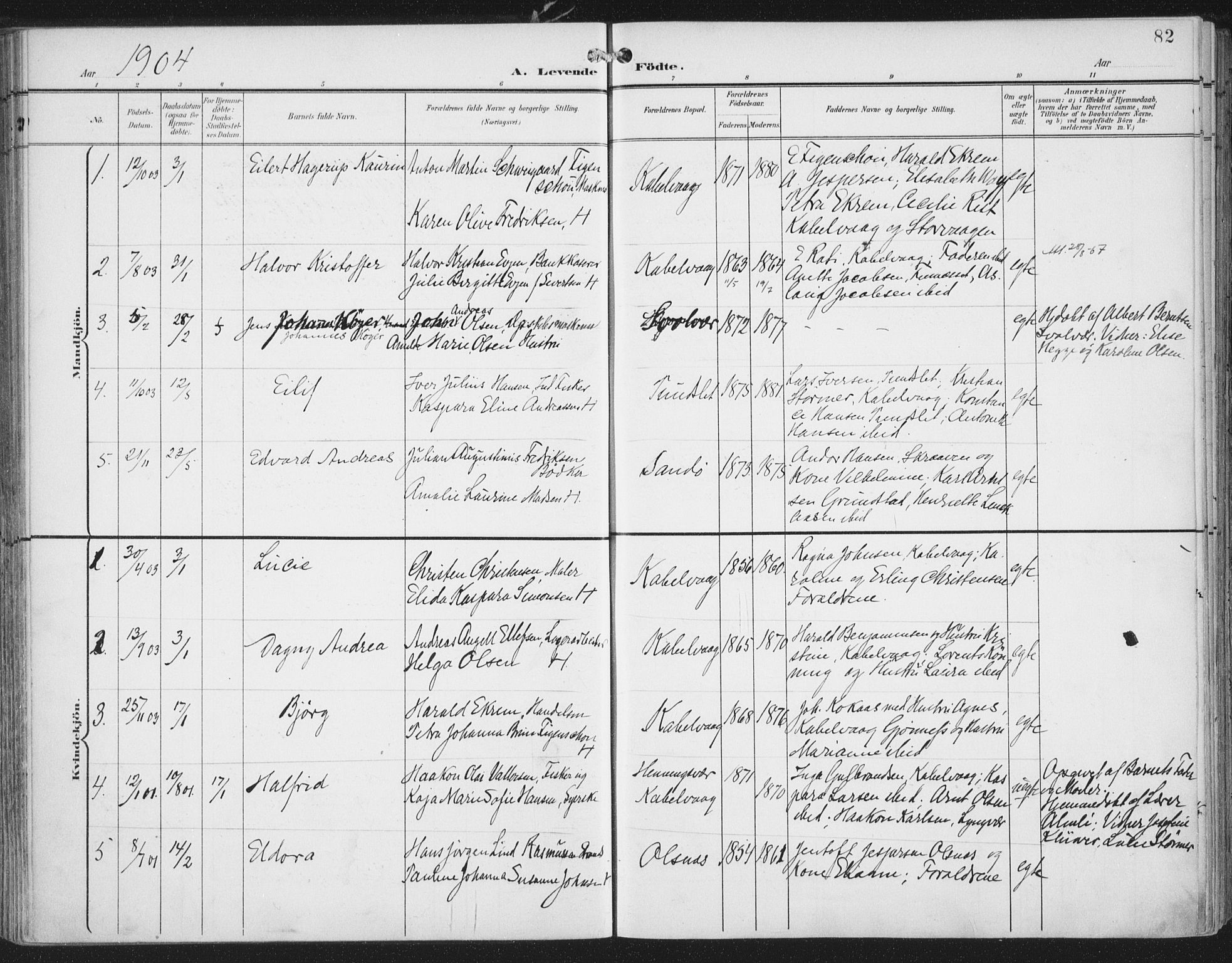 Ministerialprotokoller, klokkerbøker og fødselsregistre - Nordland, AV/SAT-A-1459/874/L1062: Parish register (official) no. 874A06, 1899-1907, p. 82