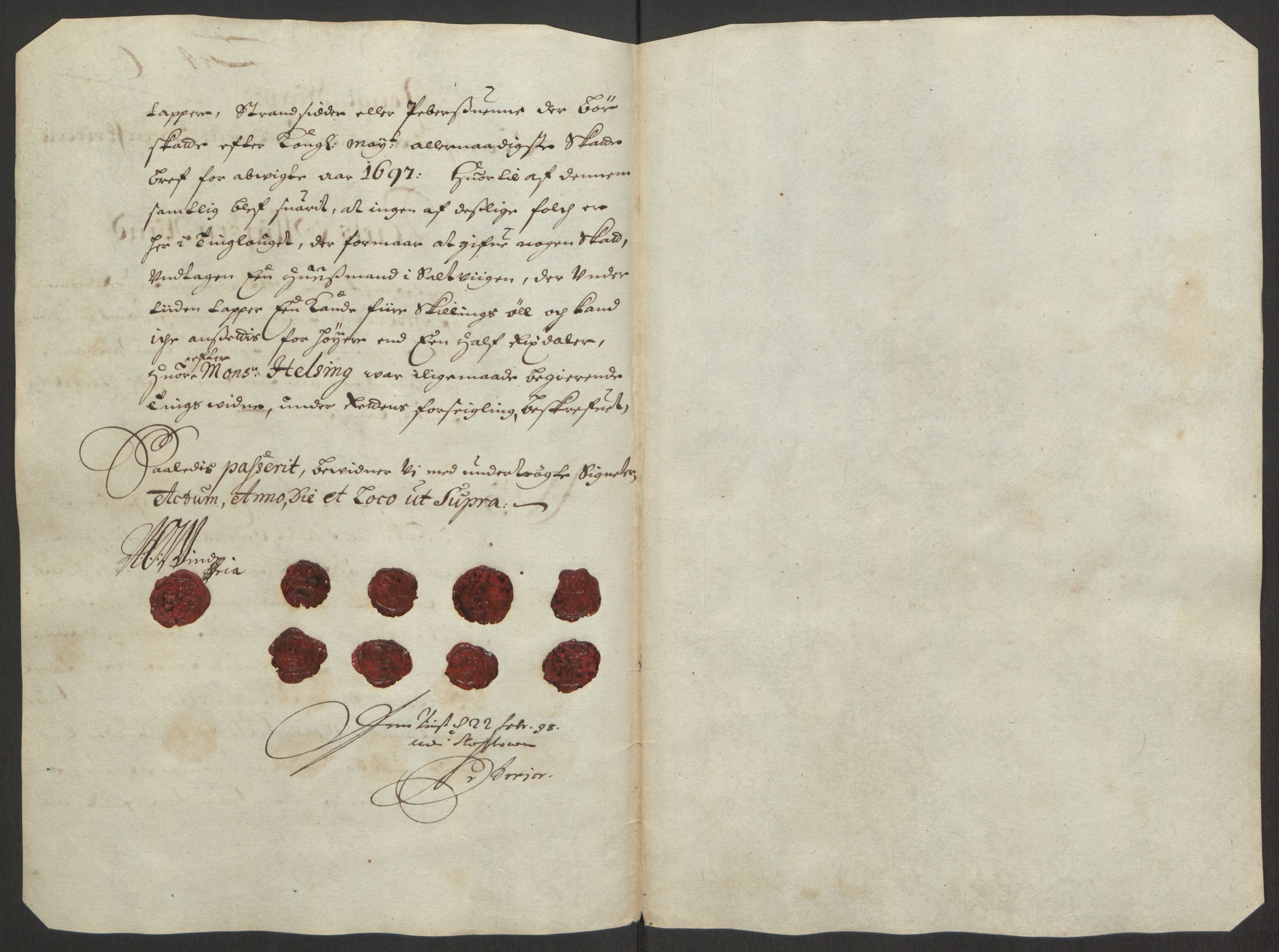 Rentekammeret inntil 1814, Reviderte regnskaper, Fogderegnskap, RA/EA-4092/R63/L4309: Fogderegnskap Inderøy, 1695-1697, p. 396